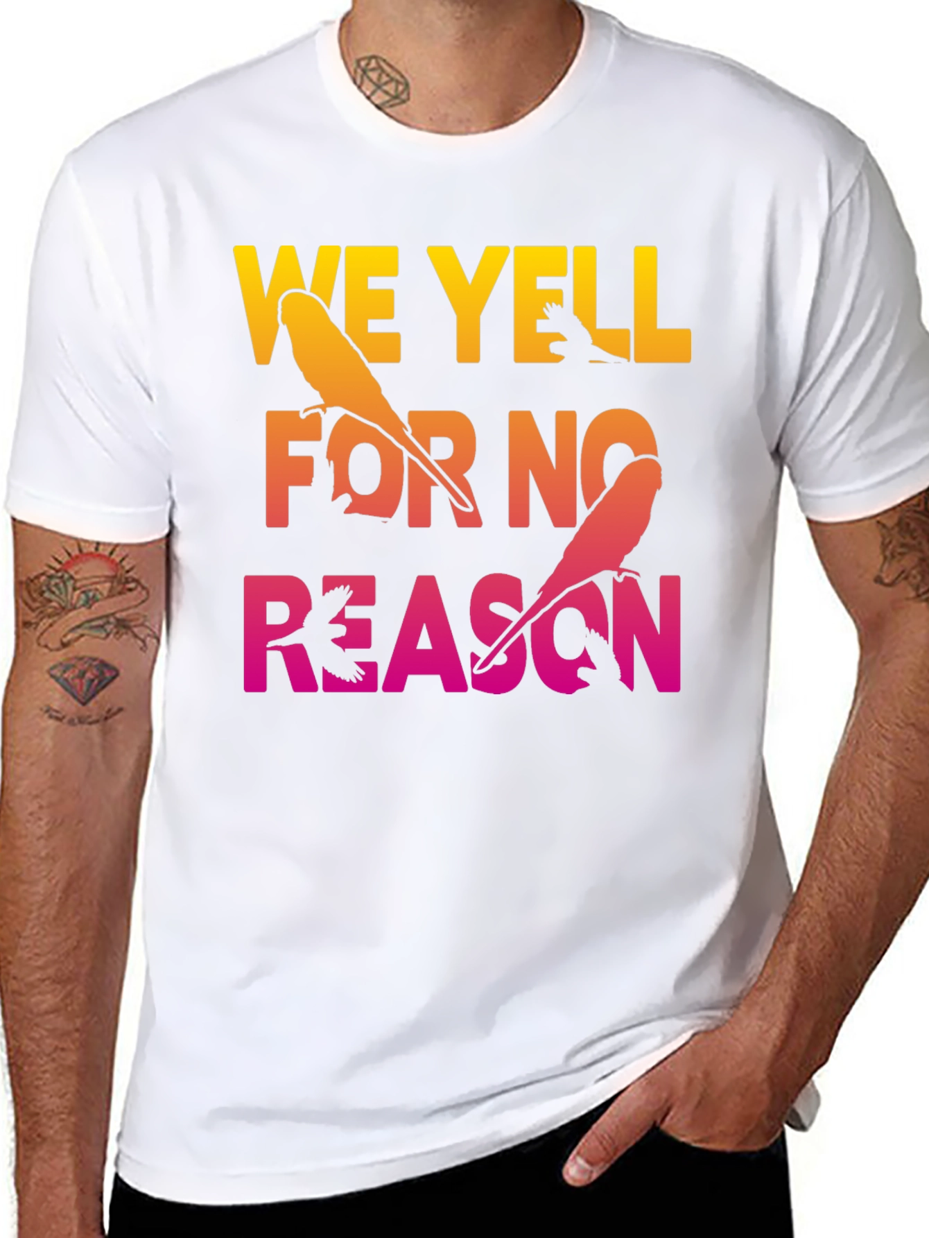 We Yell For No Reason Parrot Graphic Tee