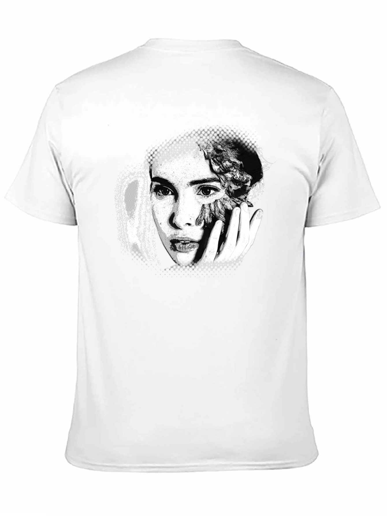 Artistic Portrait Print Black T-Shirt