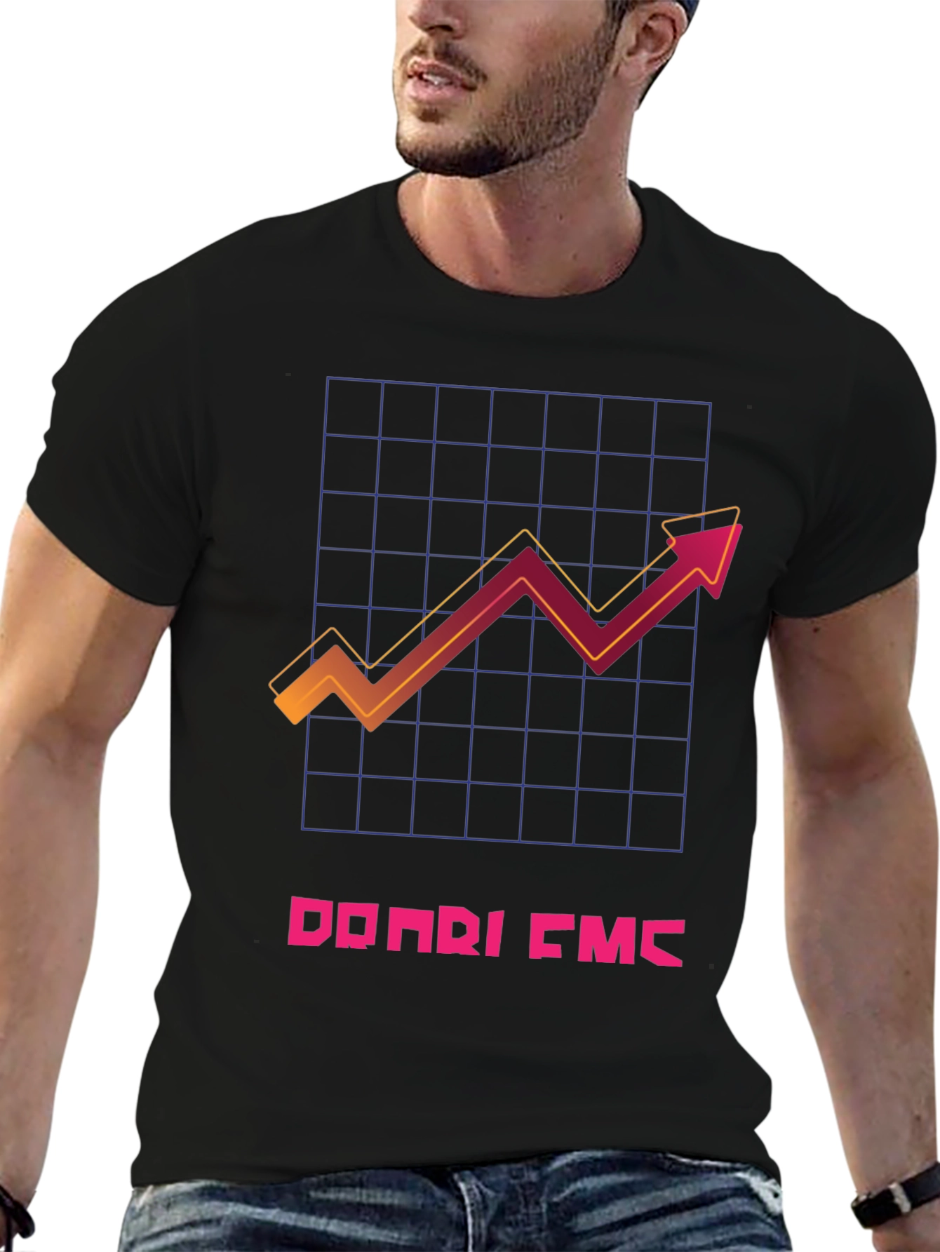 Trendy Black T-Shirt with Graphic Chart Design