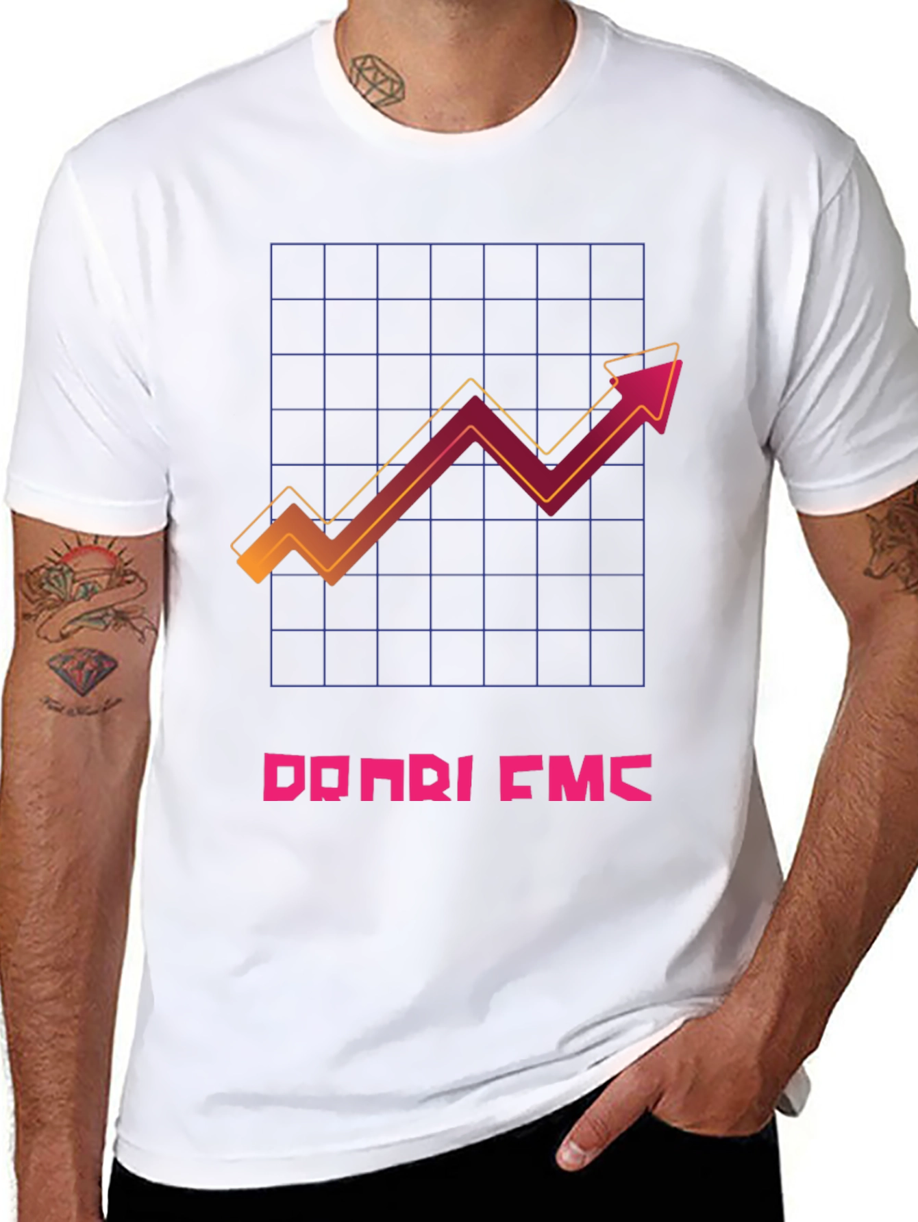 Trendy Black T-Shirt with Graphic Chart Design