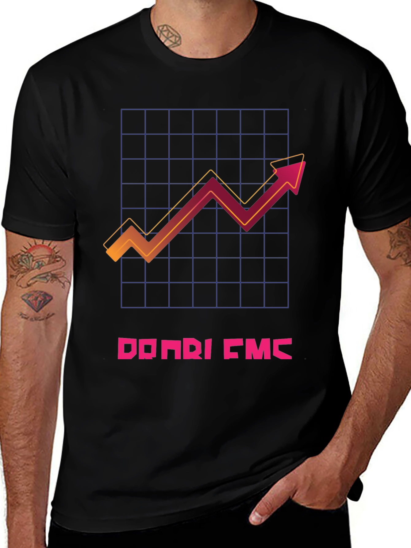 Trendy Black T-Shirt with Graphic Chart Design