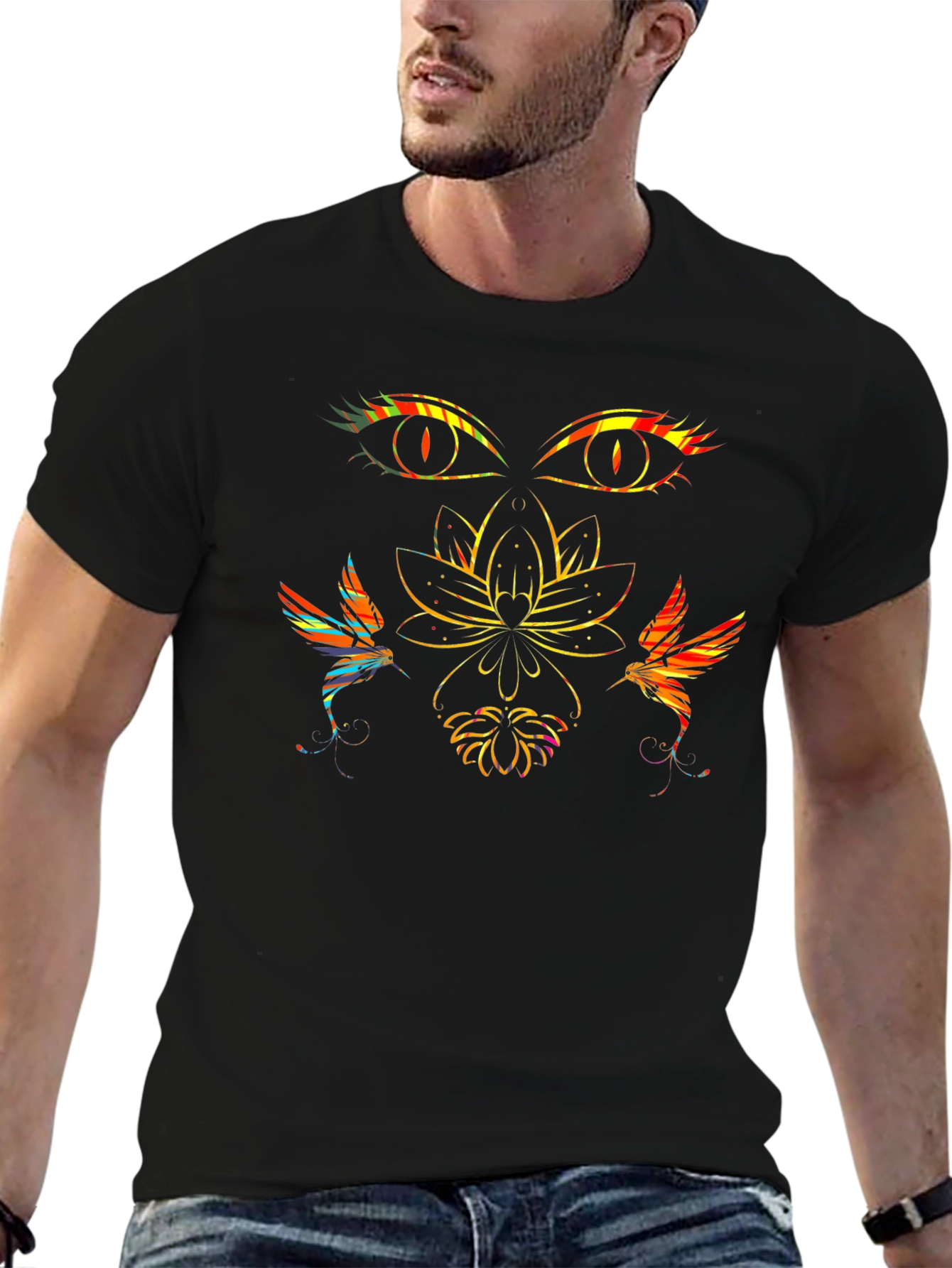 Mystic Lotus Graphic Tee - Black