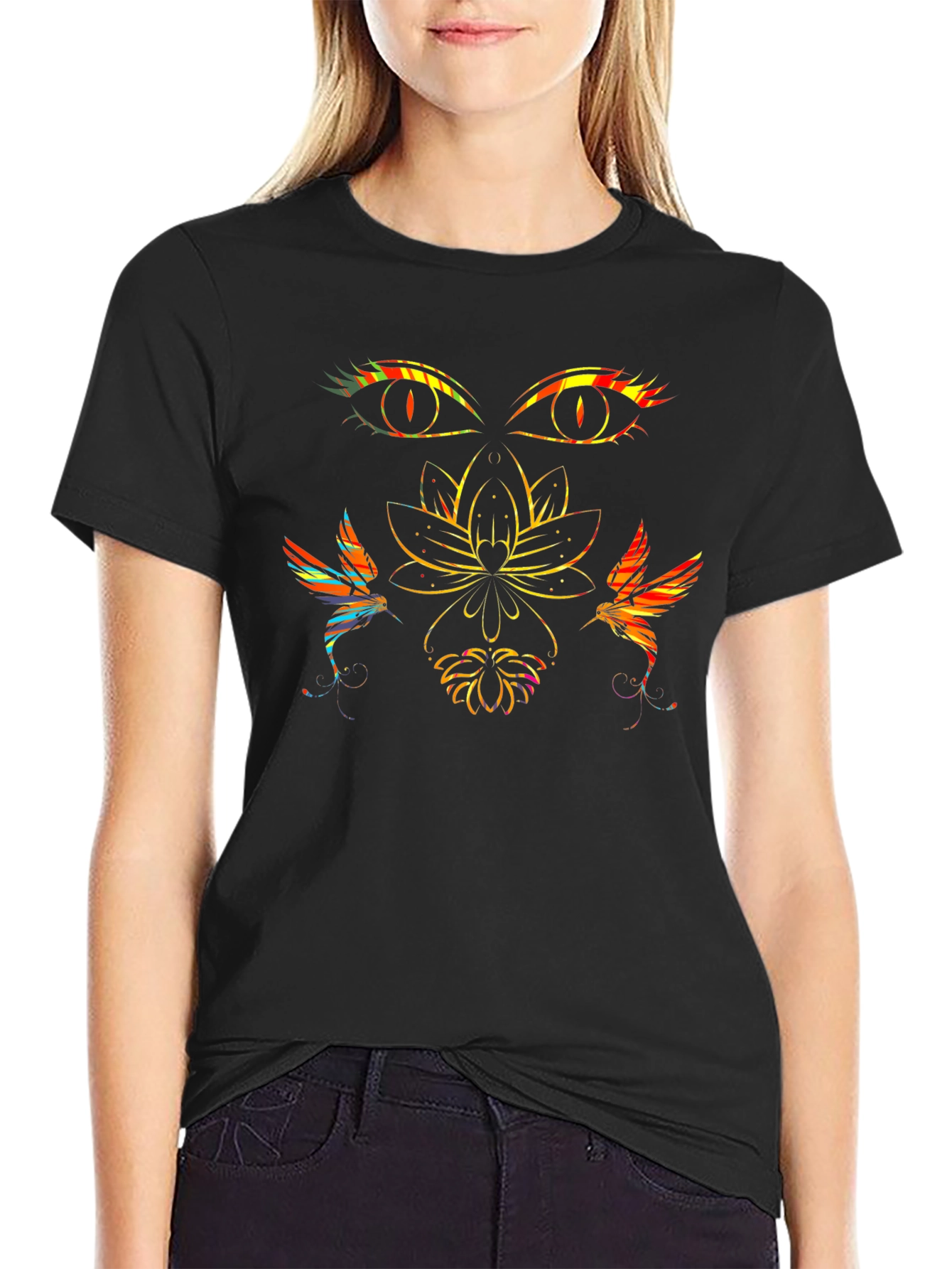 Mystic Lotus Graphic Tee - Black