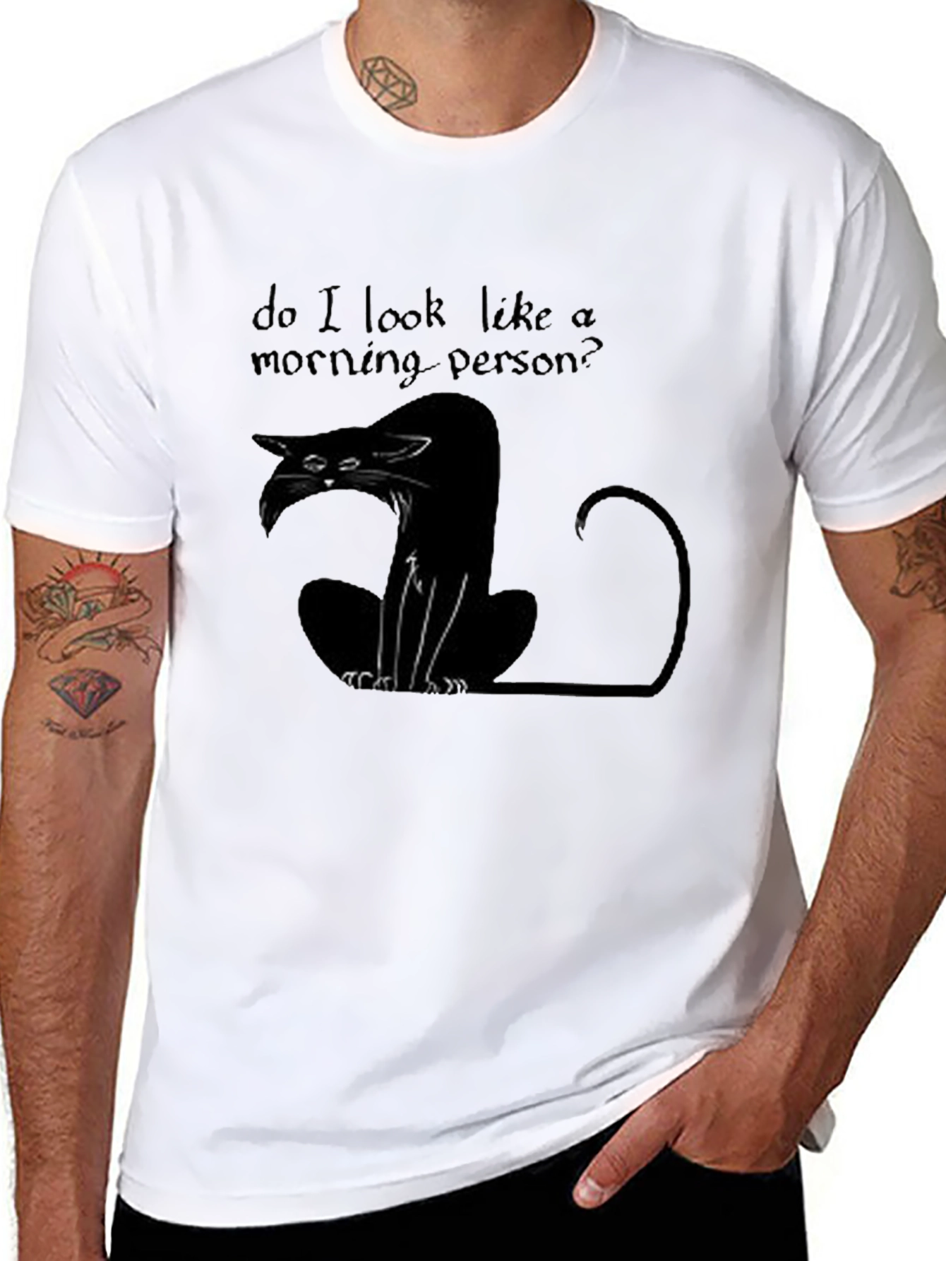 Black Cat Morning Person? Graphic T-Shirt