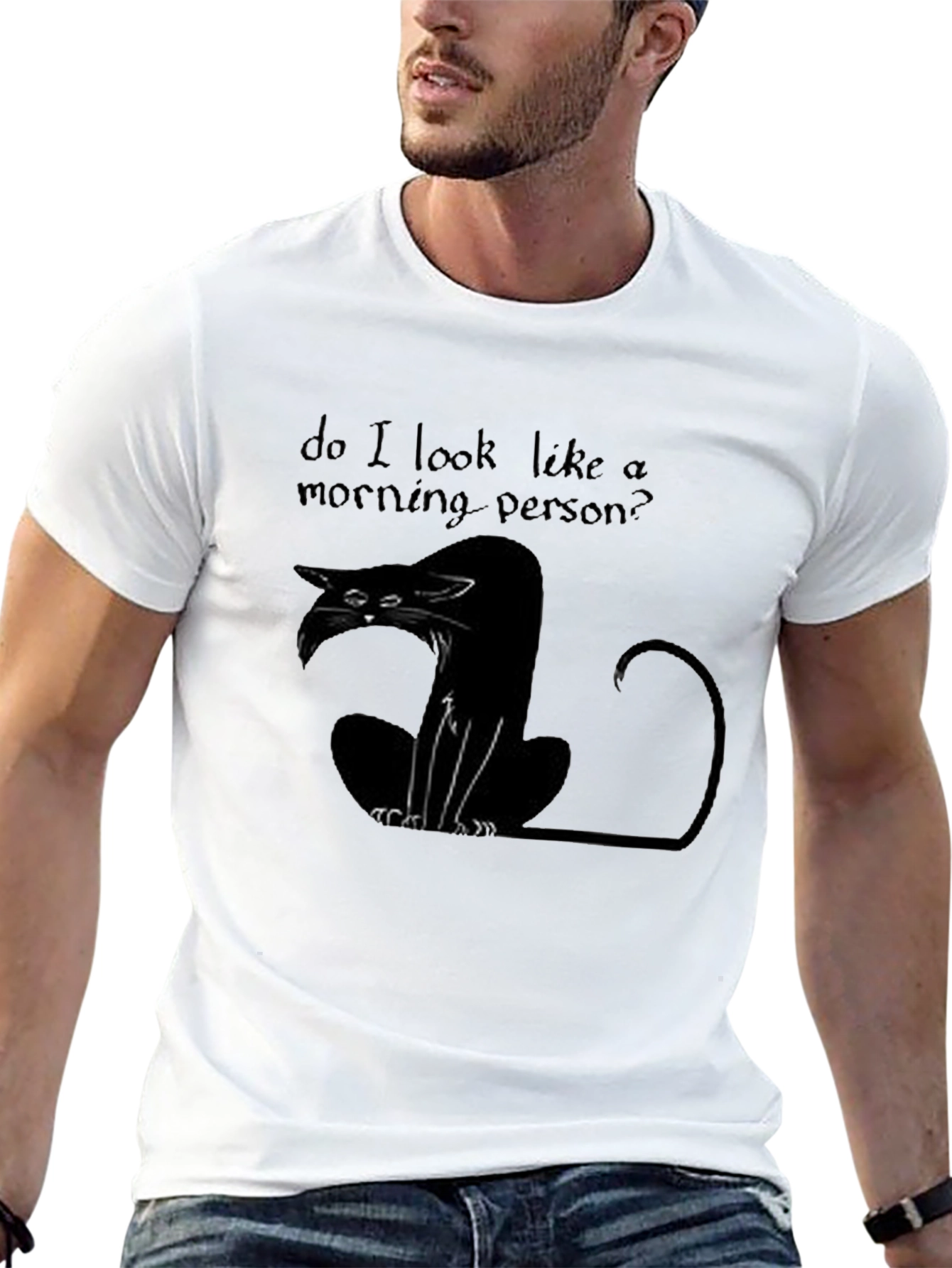 Black Cat Morning Person? Graphic T-Shirt