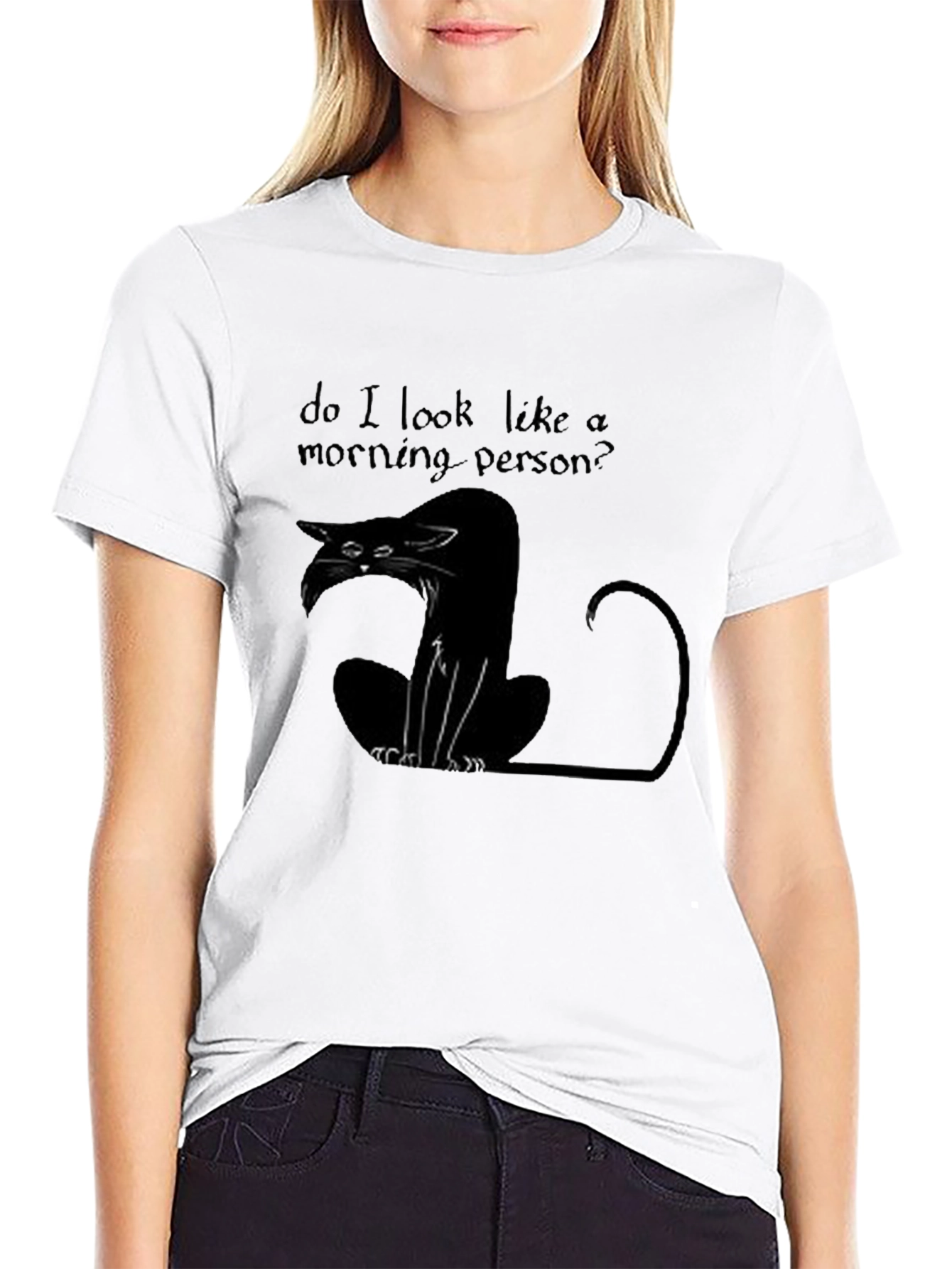 Black Cat Morning Person? Graphic T-Shirt