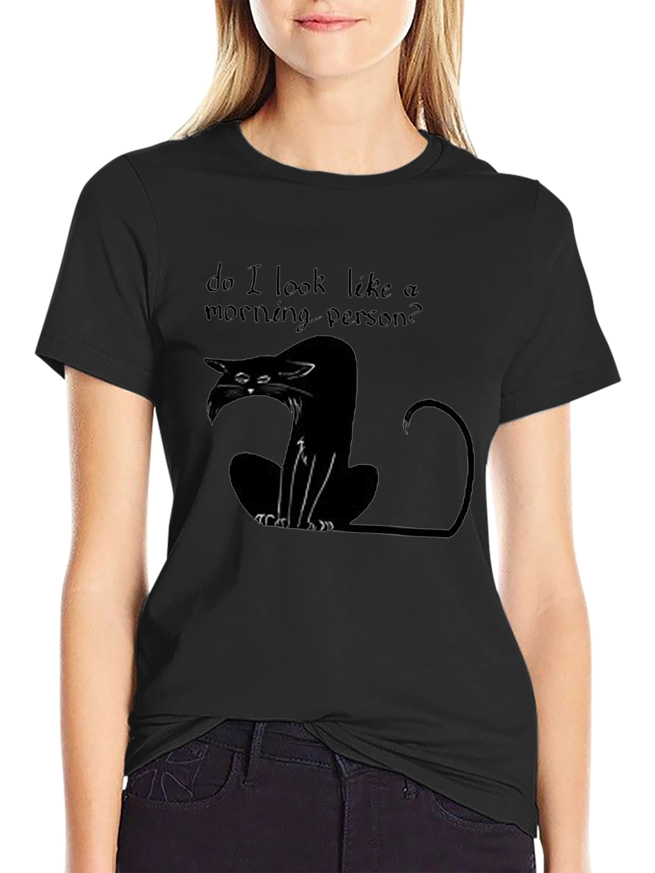 Black Cat Morning Person? Graphic T-Shirt