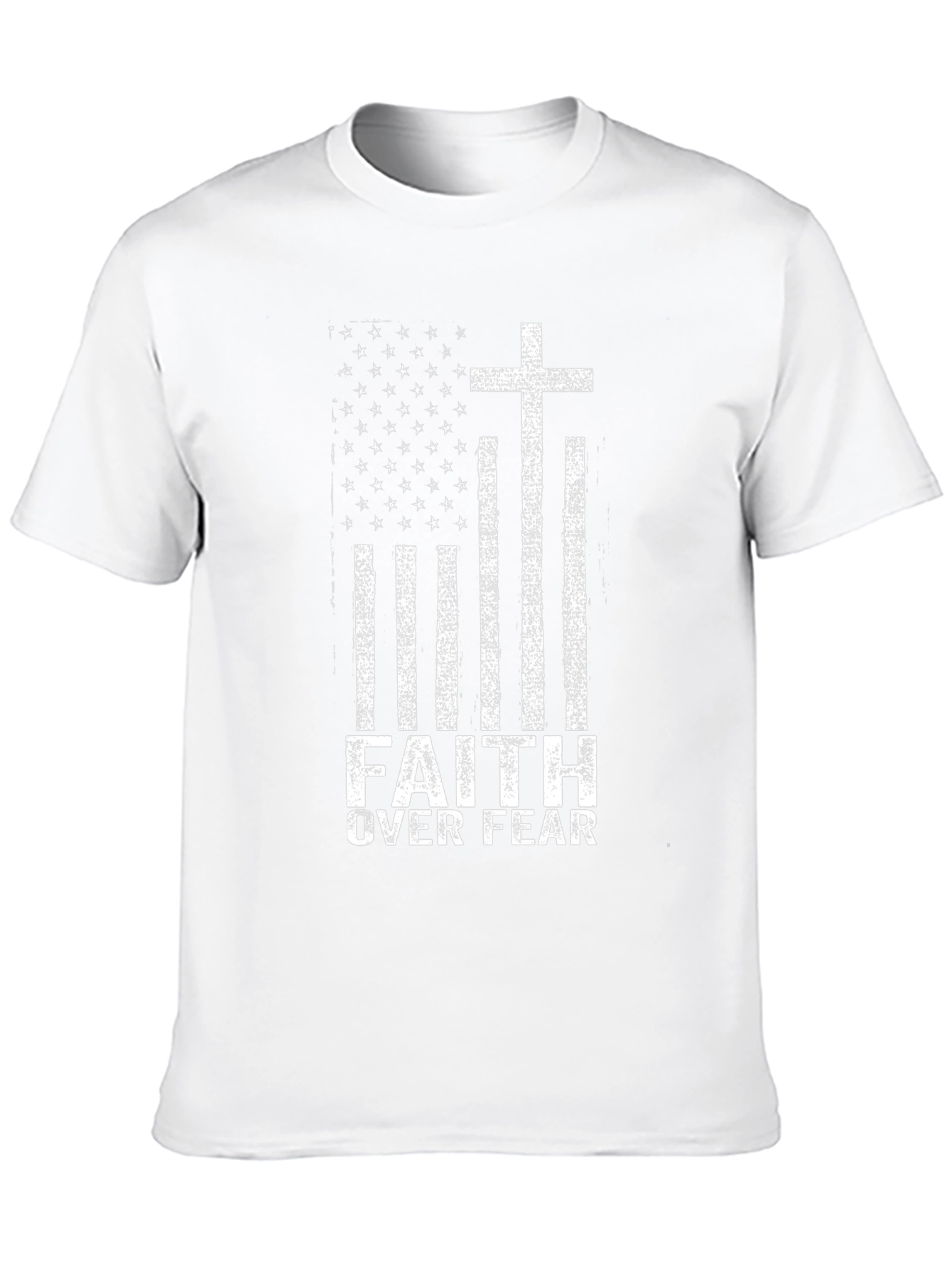 Faith Over Fear American Flag Cross Graphic T-Shirt