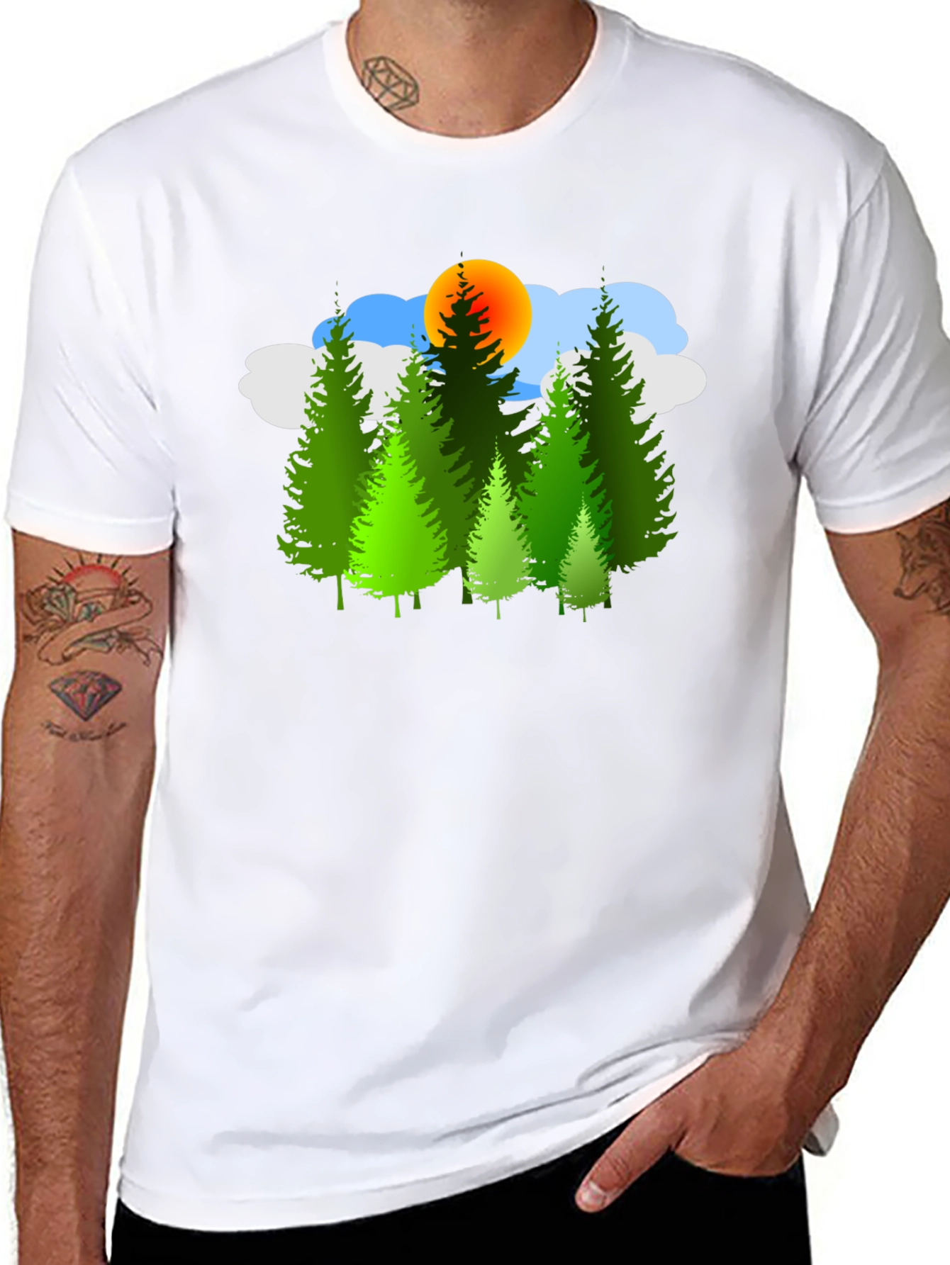 Nature Scene Graphic T-Shirt - Mens Black Tee