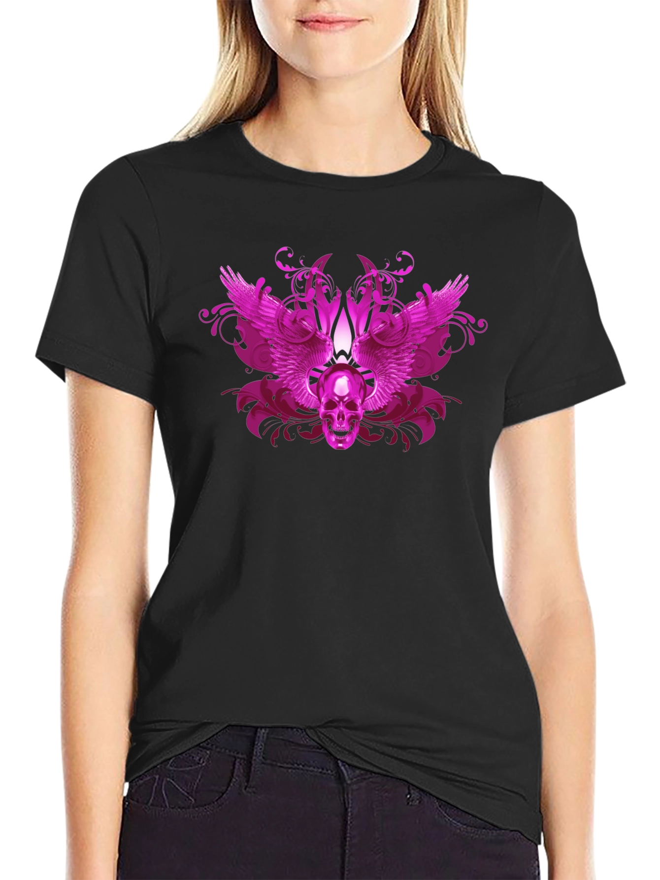 Skull Wings Graphic T-Shirt - Gothic Style