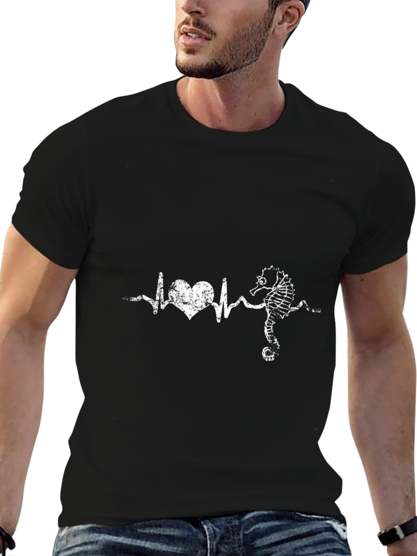 Seahorse Heartbeat Tee - Stylish Graphic T-Shirt
