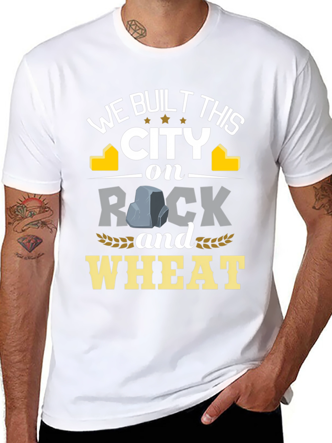 We Built This City on Rock and Wheat T-Shirt