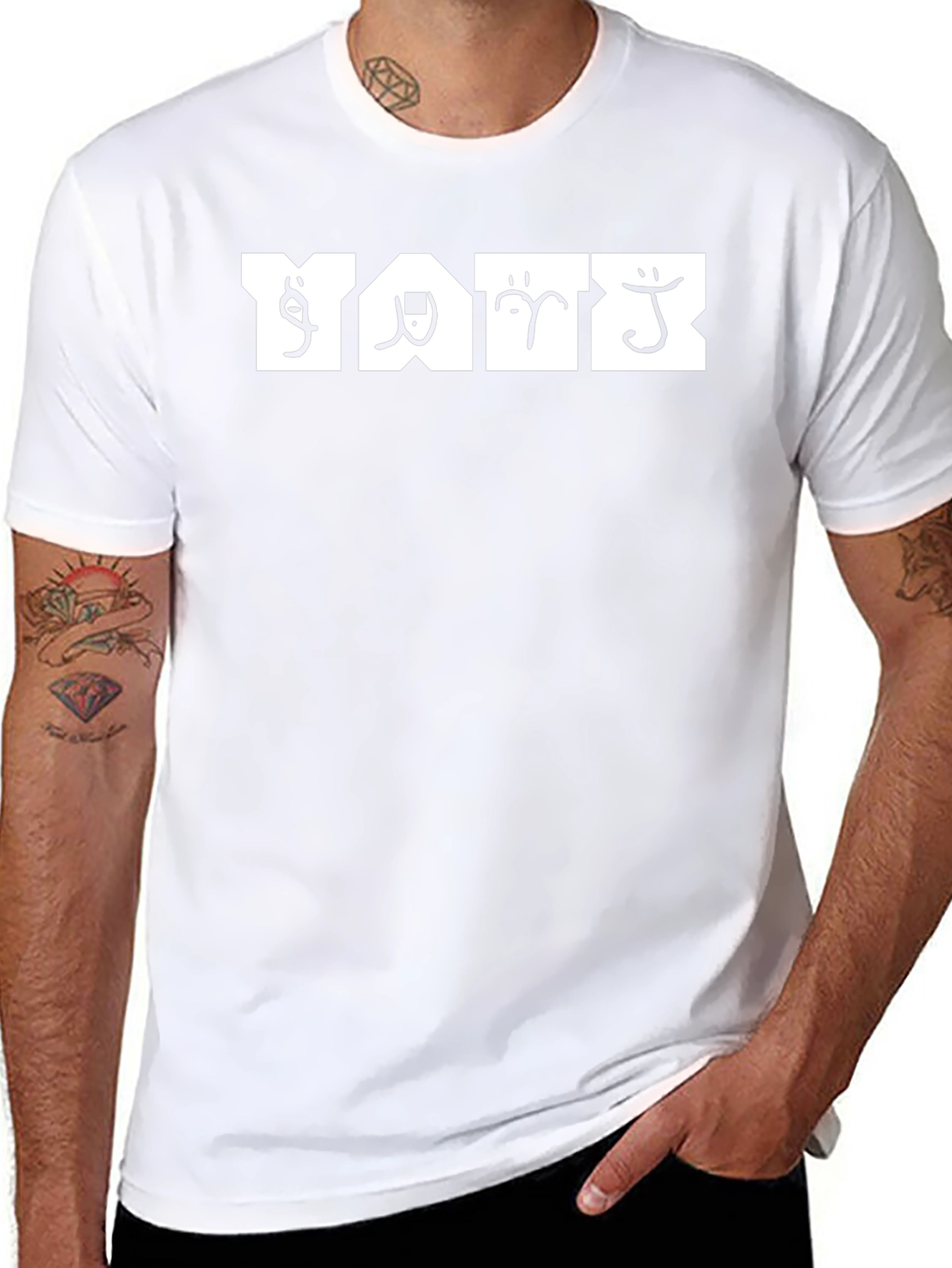 Unique Glyph Graphic Print Black T-Shirt
