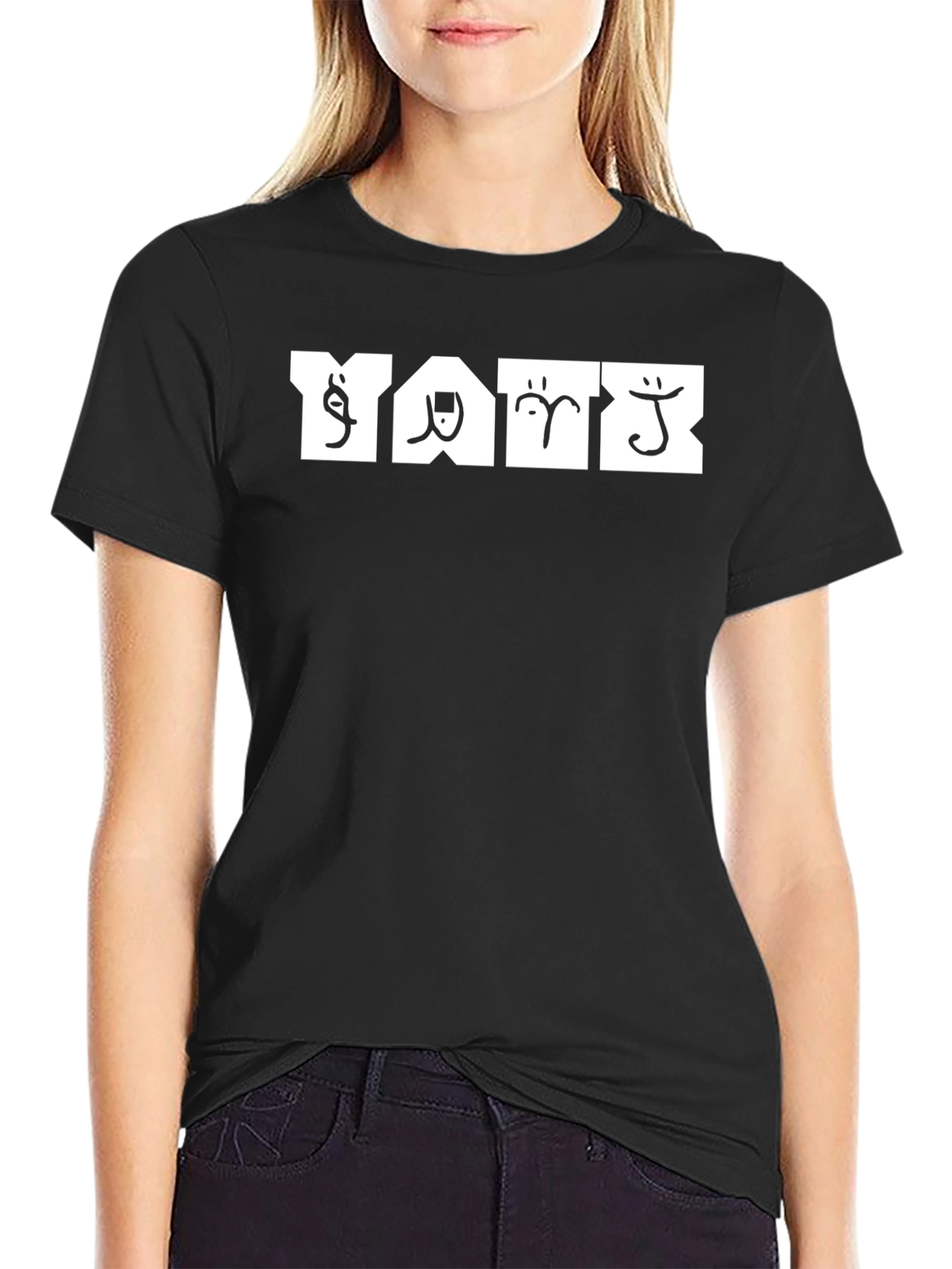 Unique Glyph Graphic Print Black T-Shirt