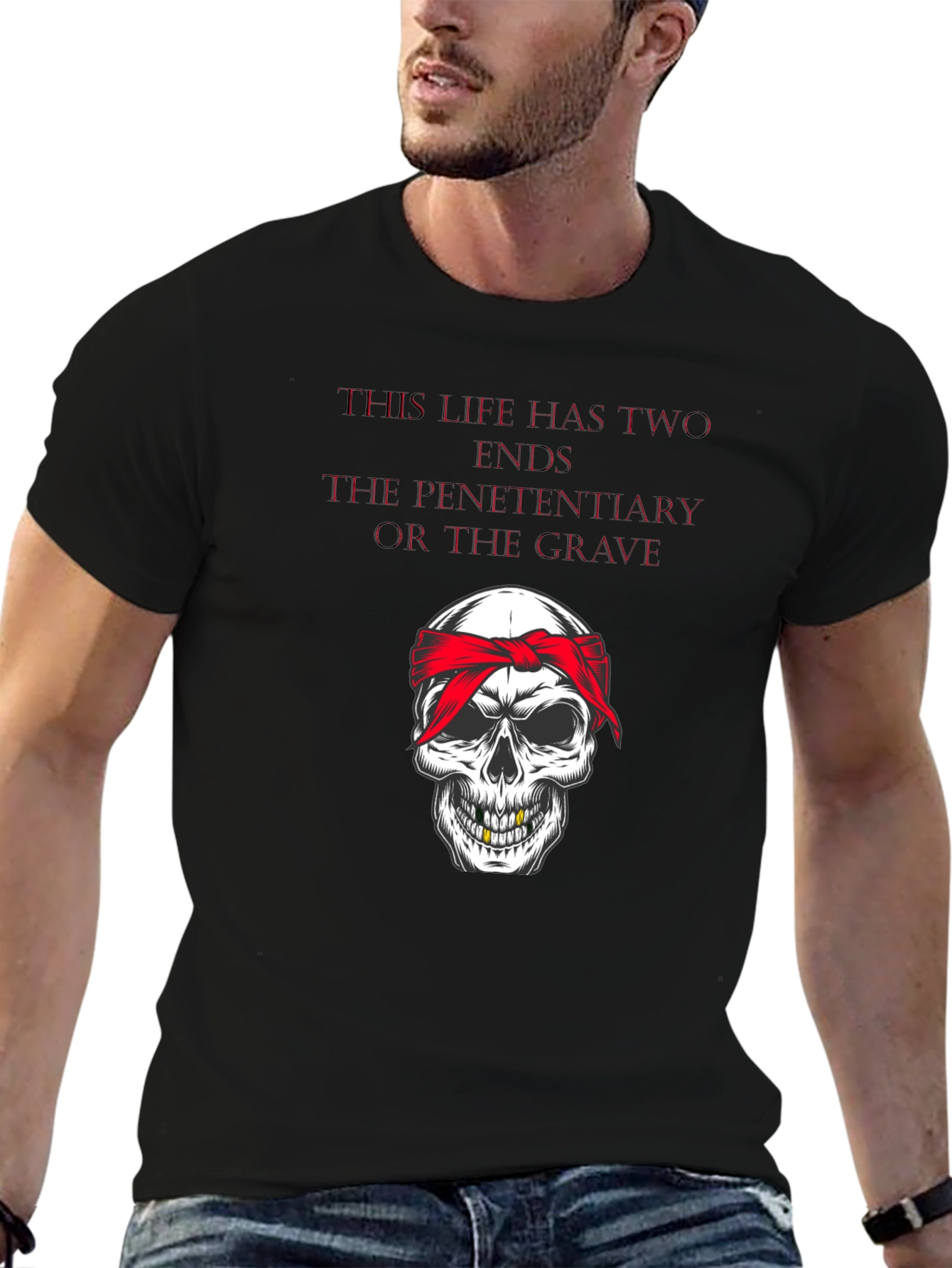 Skull Bandana Graphic T-Shirt
