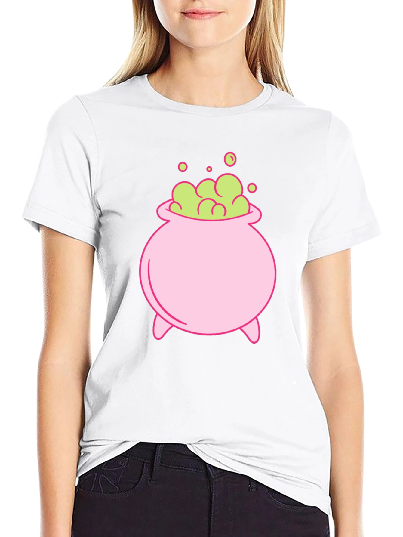 Cute Cartoon Witch Cauldron Graphic Tee