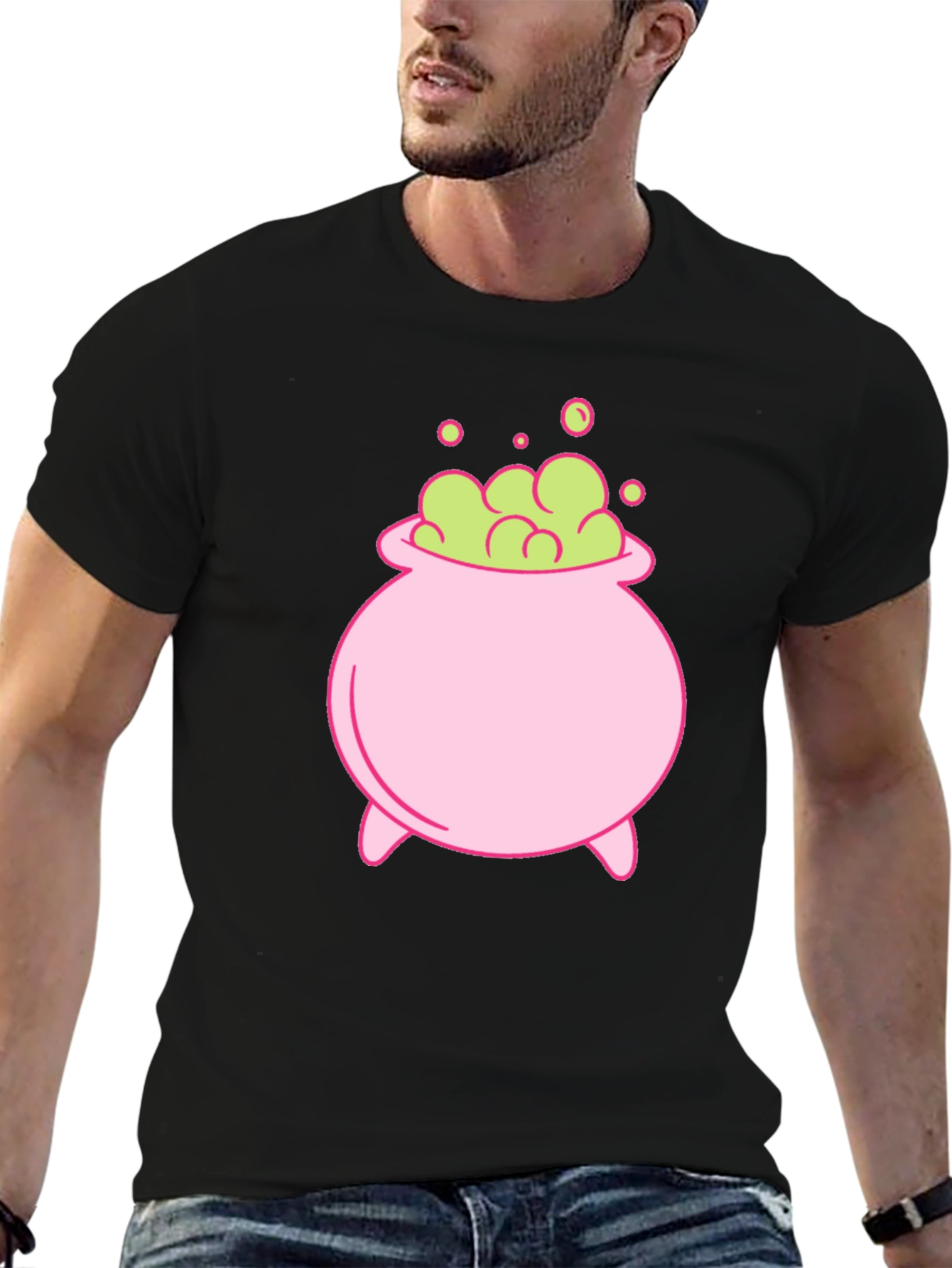 Cute Cartoon Witch Cauldron Graphic Tee