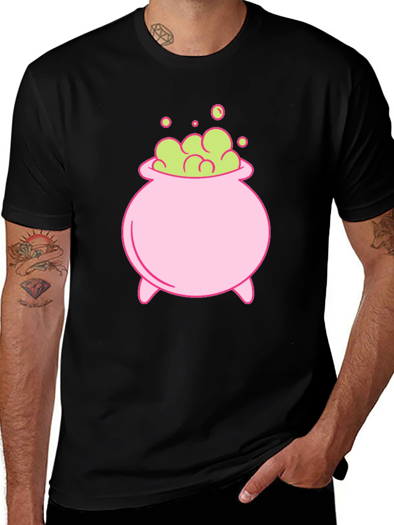 Cute Cartoon Witch Cauldron Graphic Tee