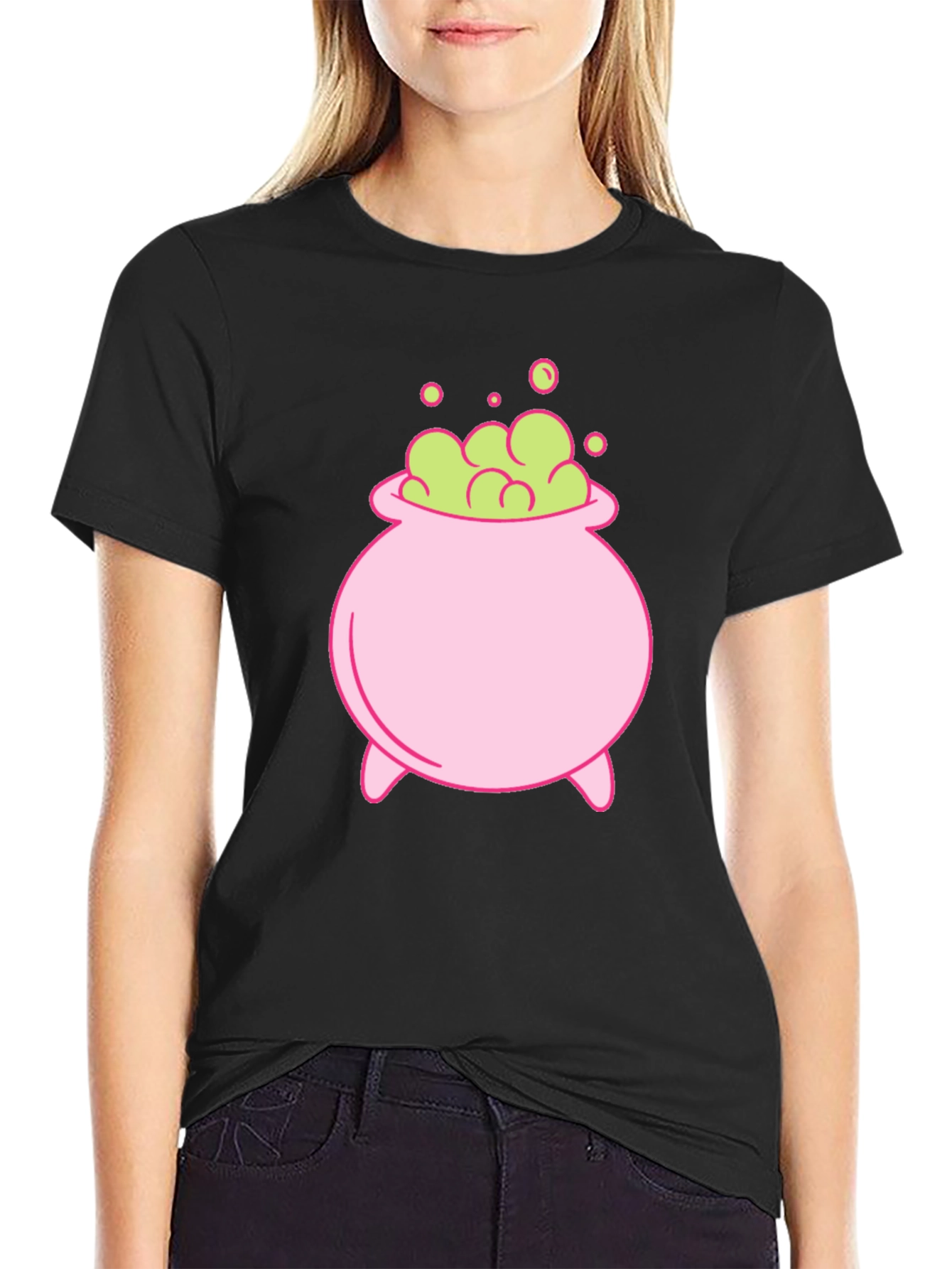 Cute Cartoon Witch Cauldron Graphic Tee
