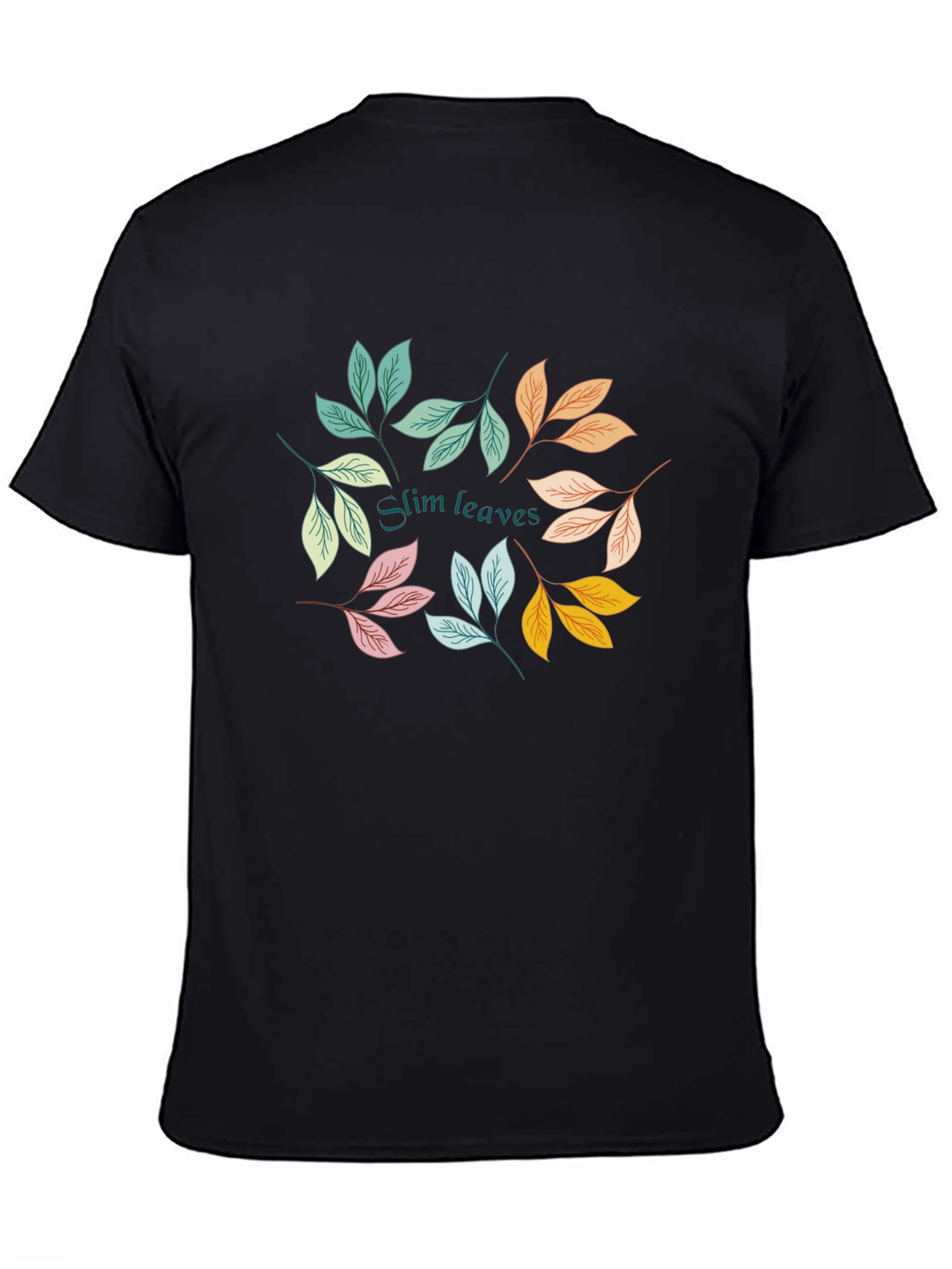 Slim Leaves Graphic Black T-Shirt
