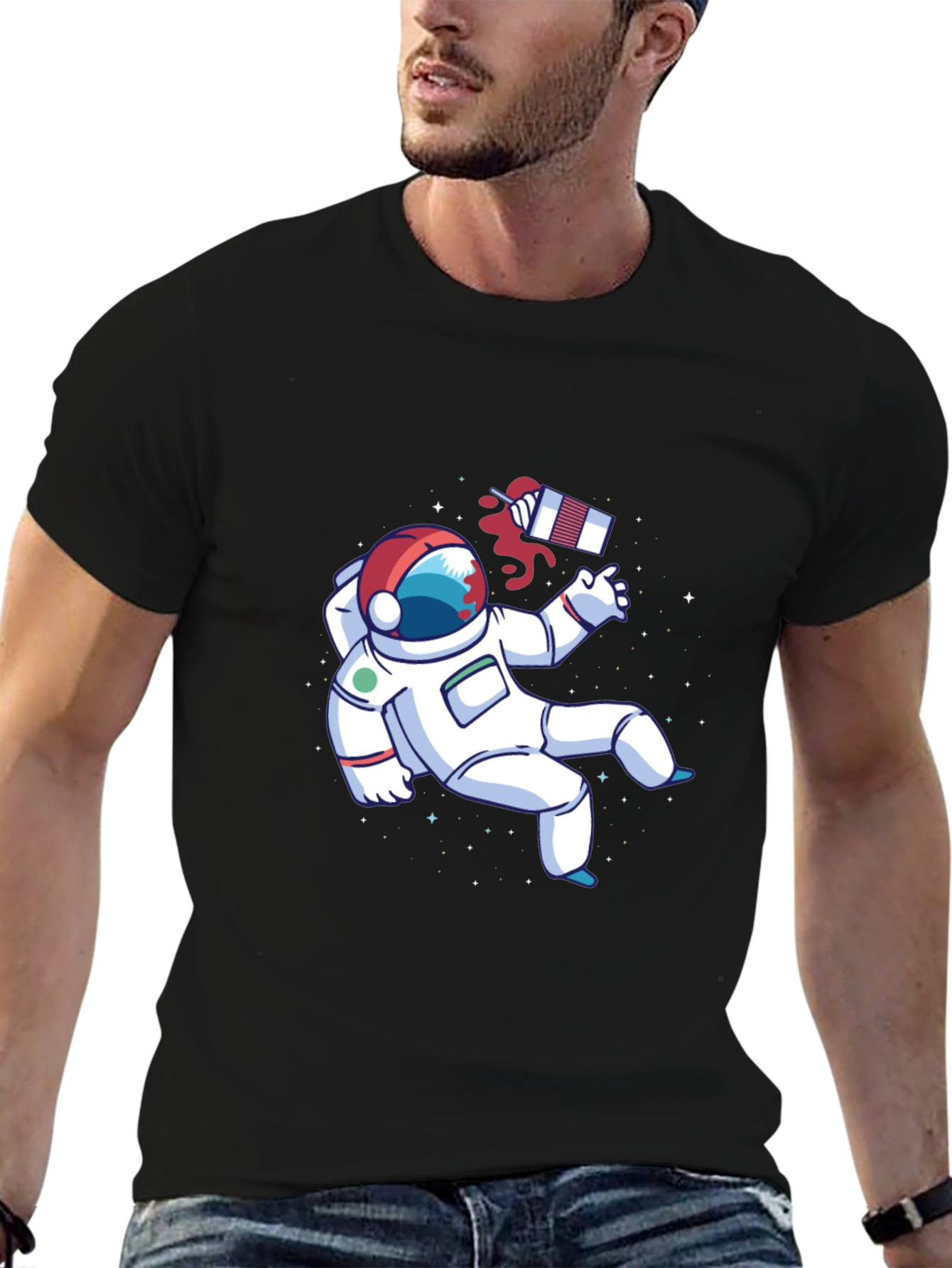 Astronaut Space Graphic Tee - Black