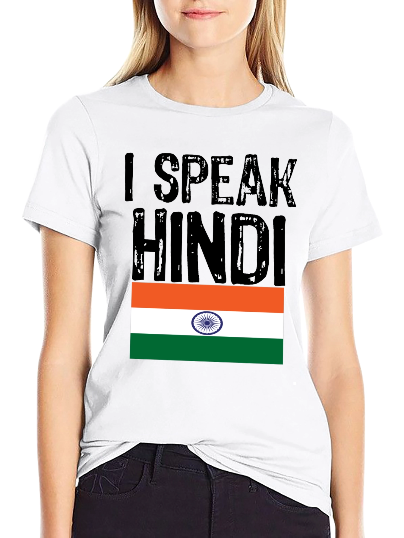 I Speak Hindi T-Shirt India Flag Graphic Tee