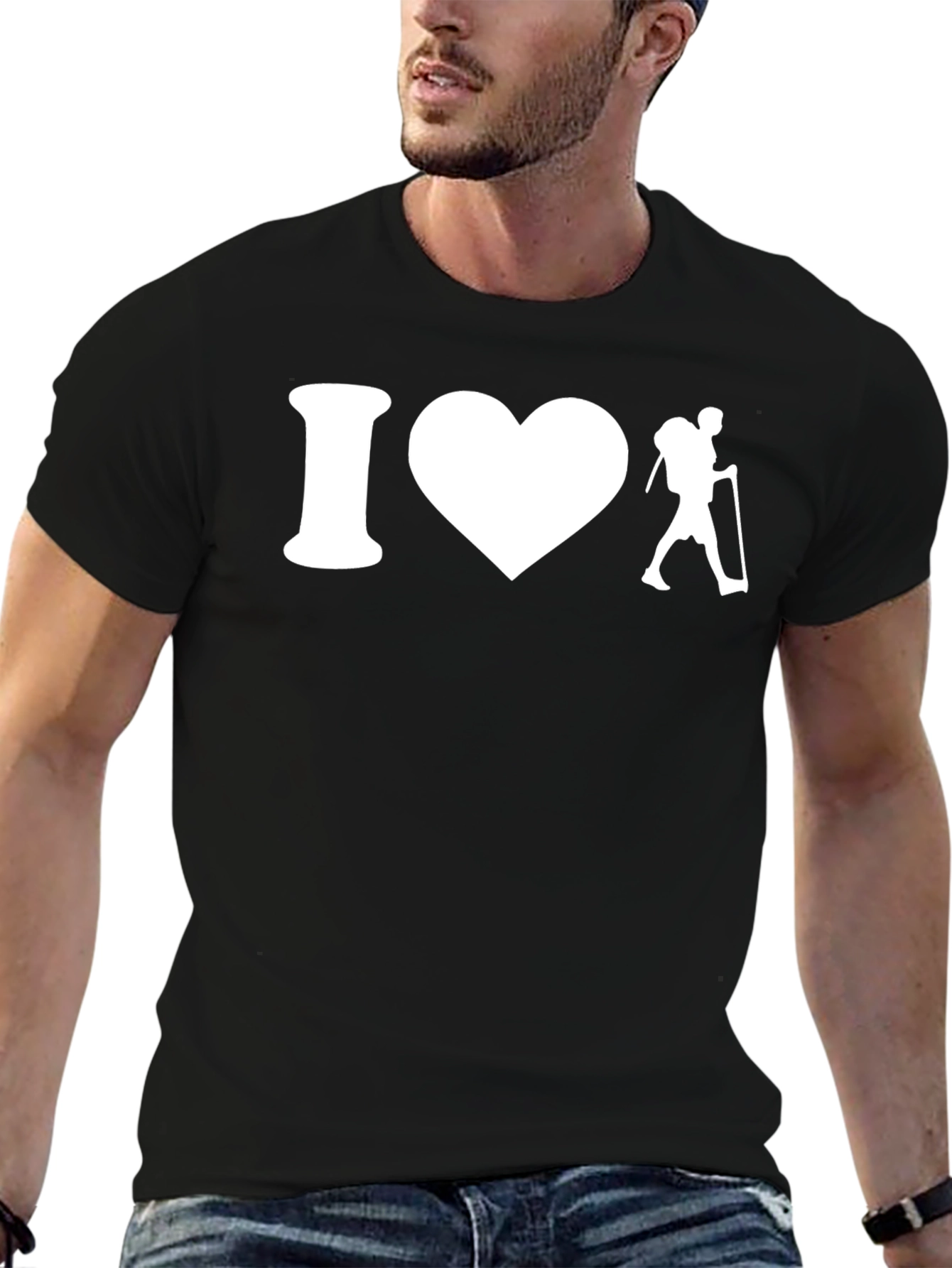 I Heart Hiking T-Shirt - Black Cotton Tee