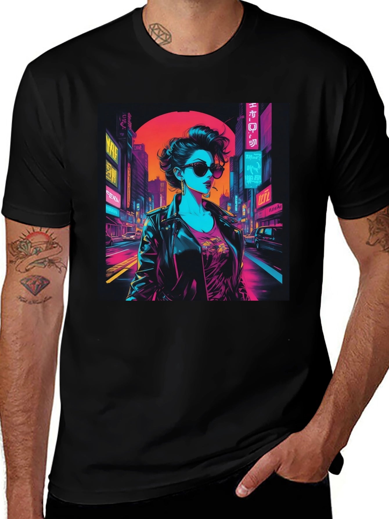 Cyberpunk Cityscape Graphic Tee