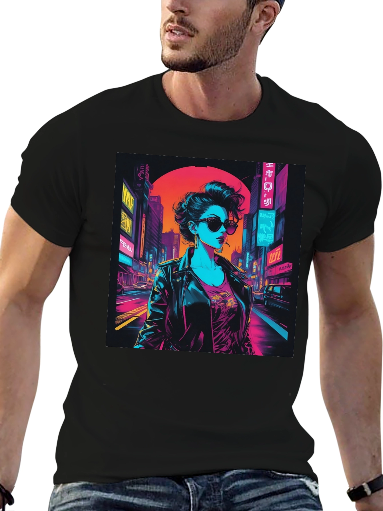 Cyberpunk Cityscape Graphic Tee