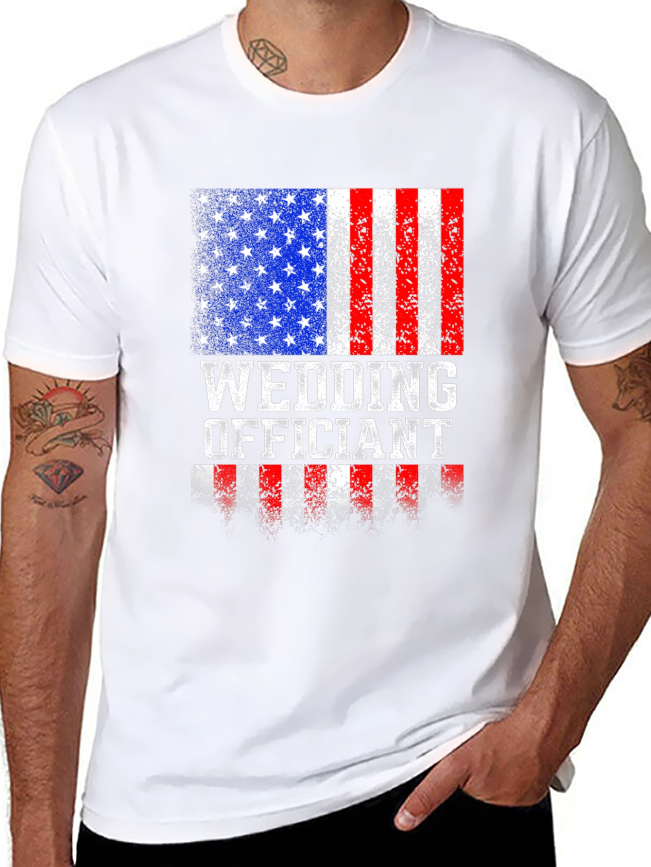 Wedding Officiant Patriotic USA Flag T-Shirt