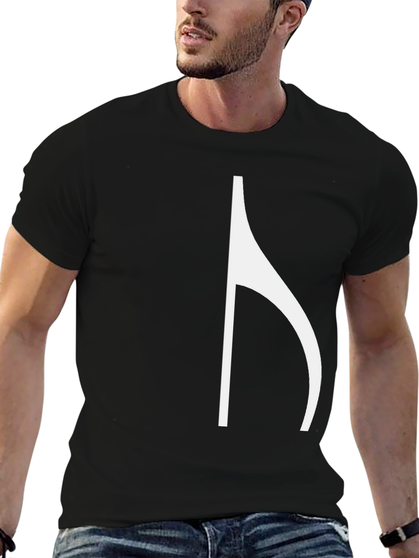Minimalist Half Note Music Symbol Black T-Shirt