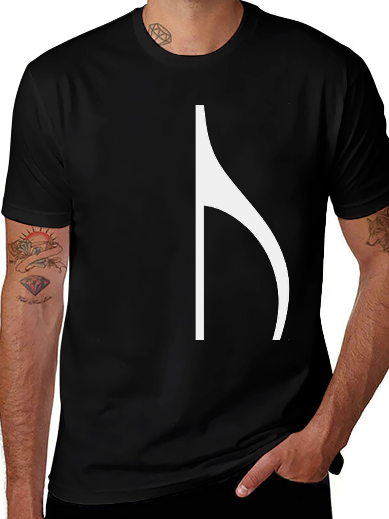 Minimalist Half Note Music Symbol Black T-Shirt