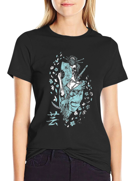 Geisha Skull Graphic Tee - Unique Edgy Design
