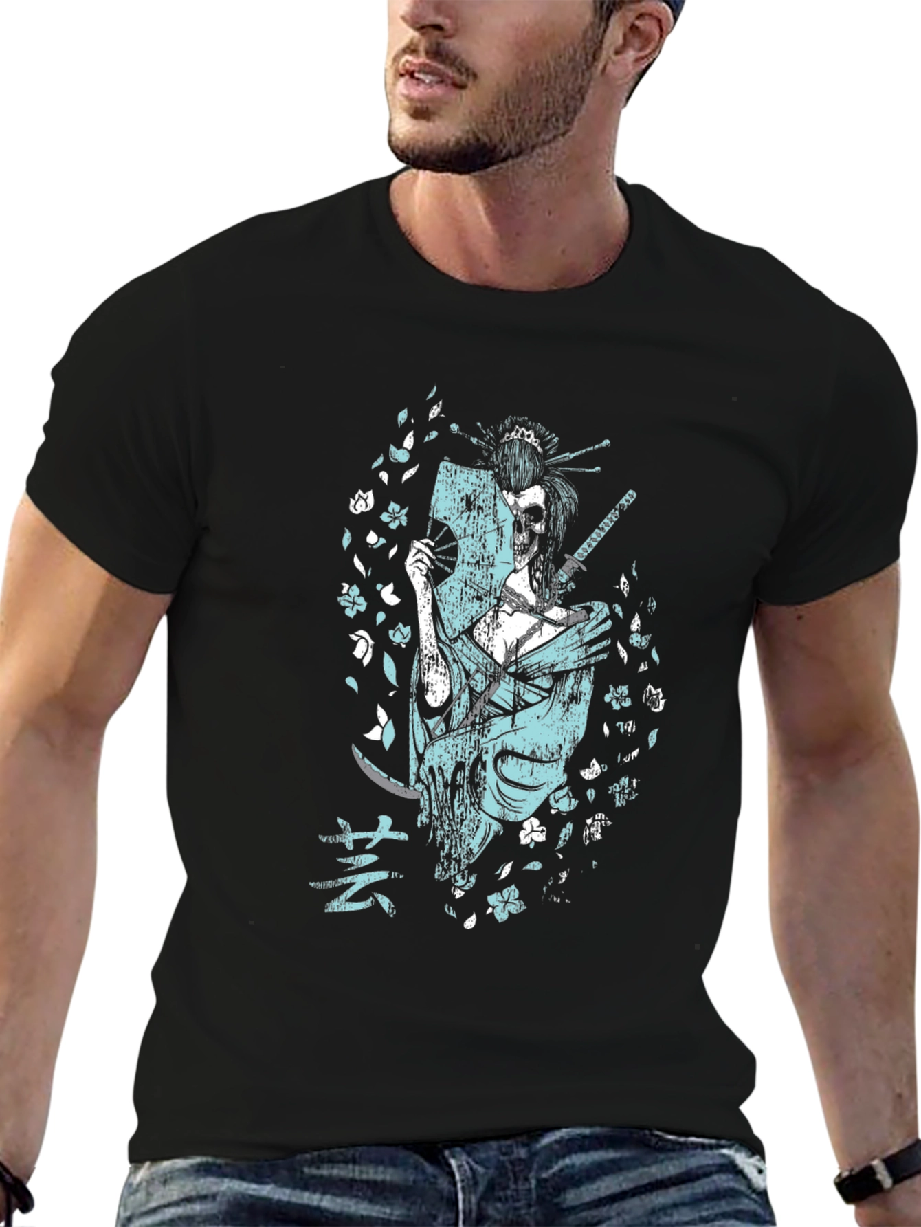 Geisha Skull Graphic Tee - Unique Edgy Design