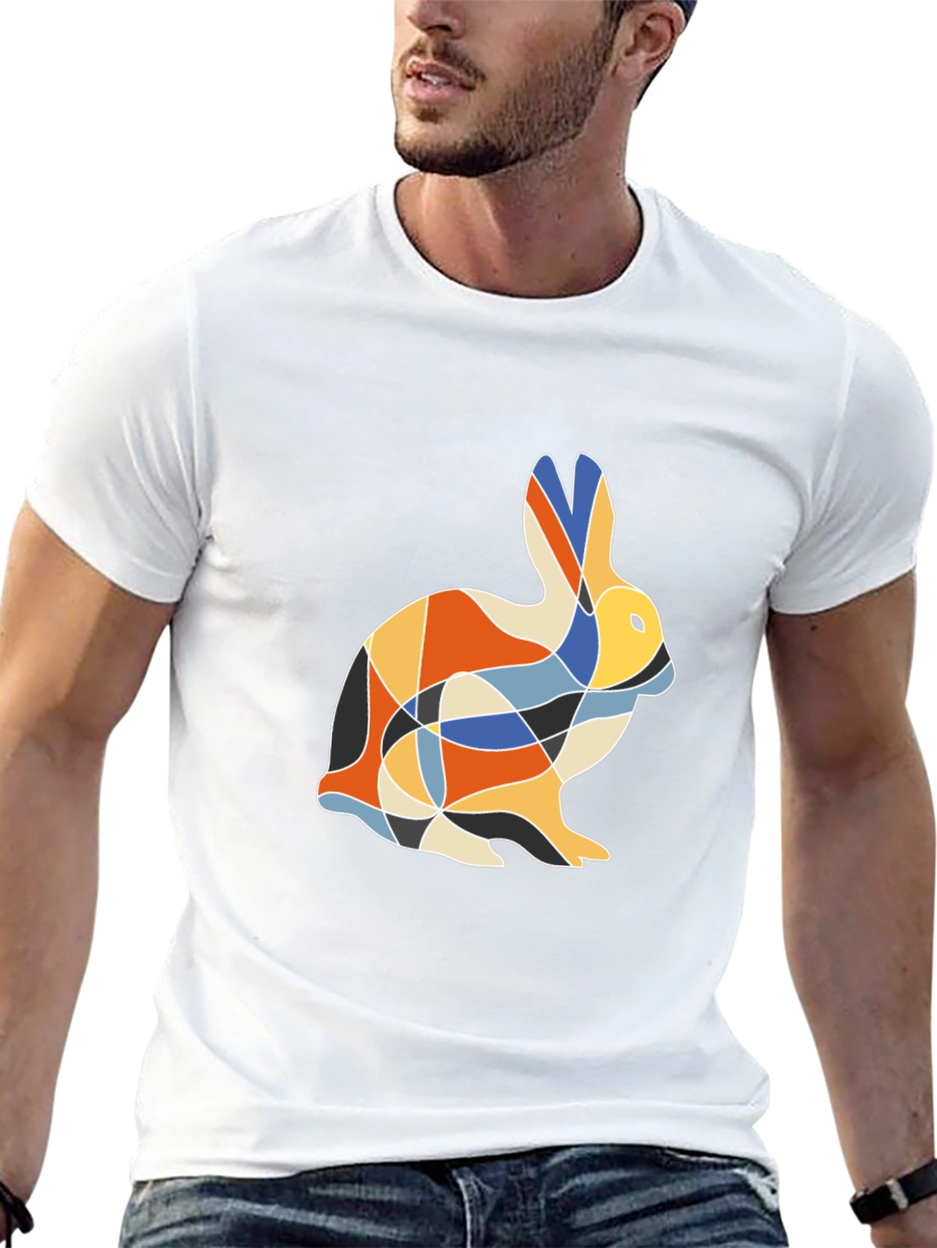 Geometric Rabbit Print T-Shirt