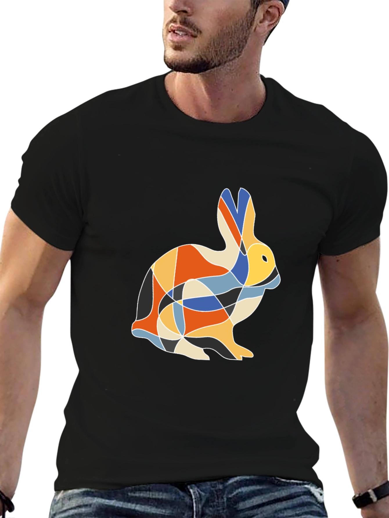 Geometric Rabbit Print T-Shirt