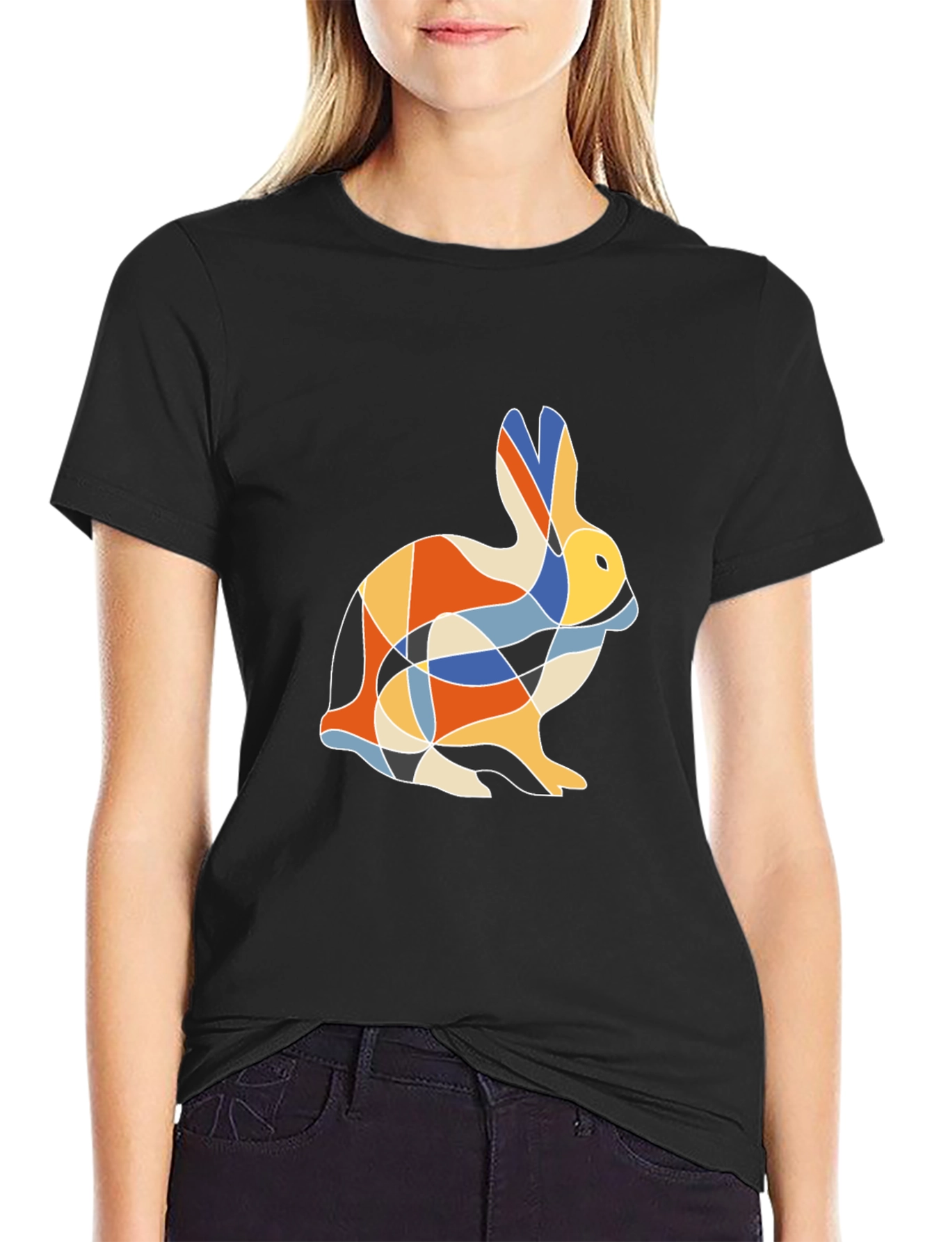 Geometric Rabbit Print T-Shirt