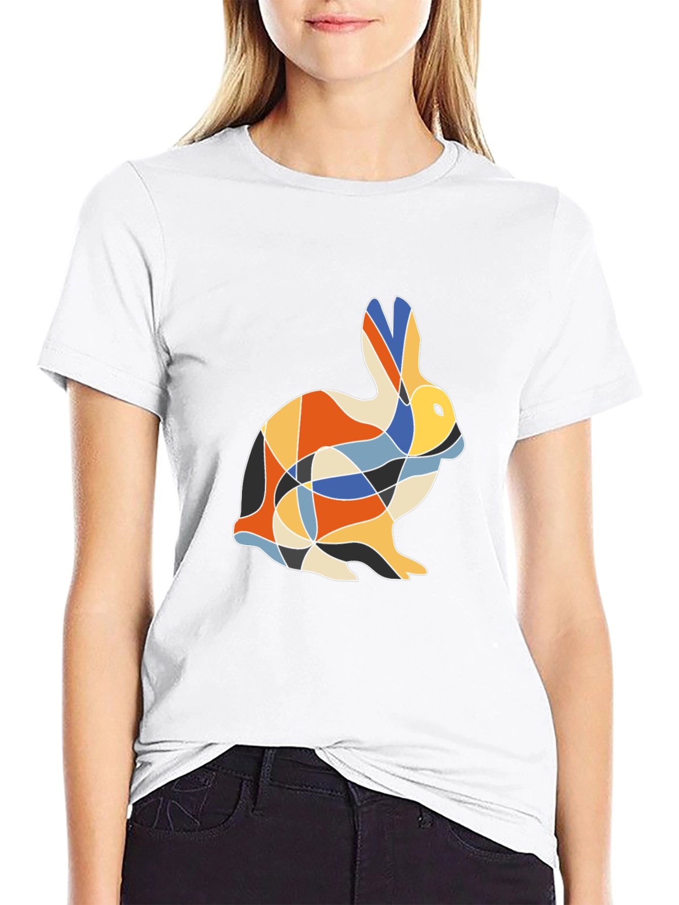 Geometric Rabbit Print T-Shirt