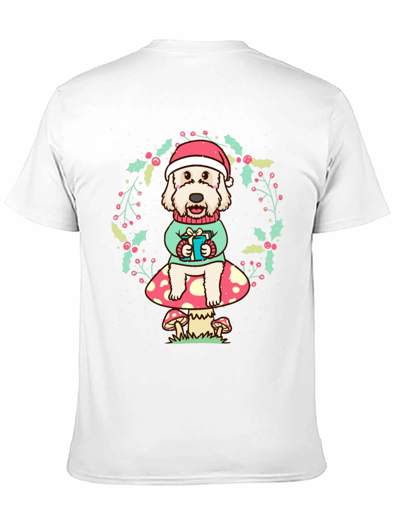 Festive Dog on Mushroom Tee