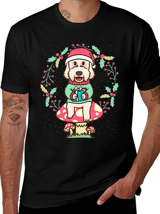 Festive Dog on Mushroom Tee