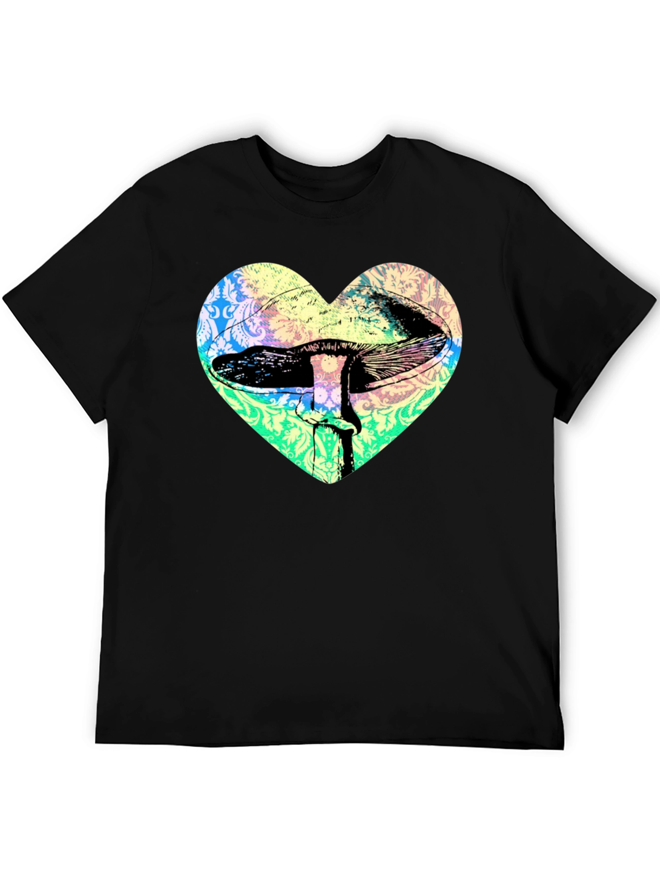 Psychedelic Mushroom Heart T-Shirt - Groovy Graphic Tee