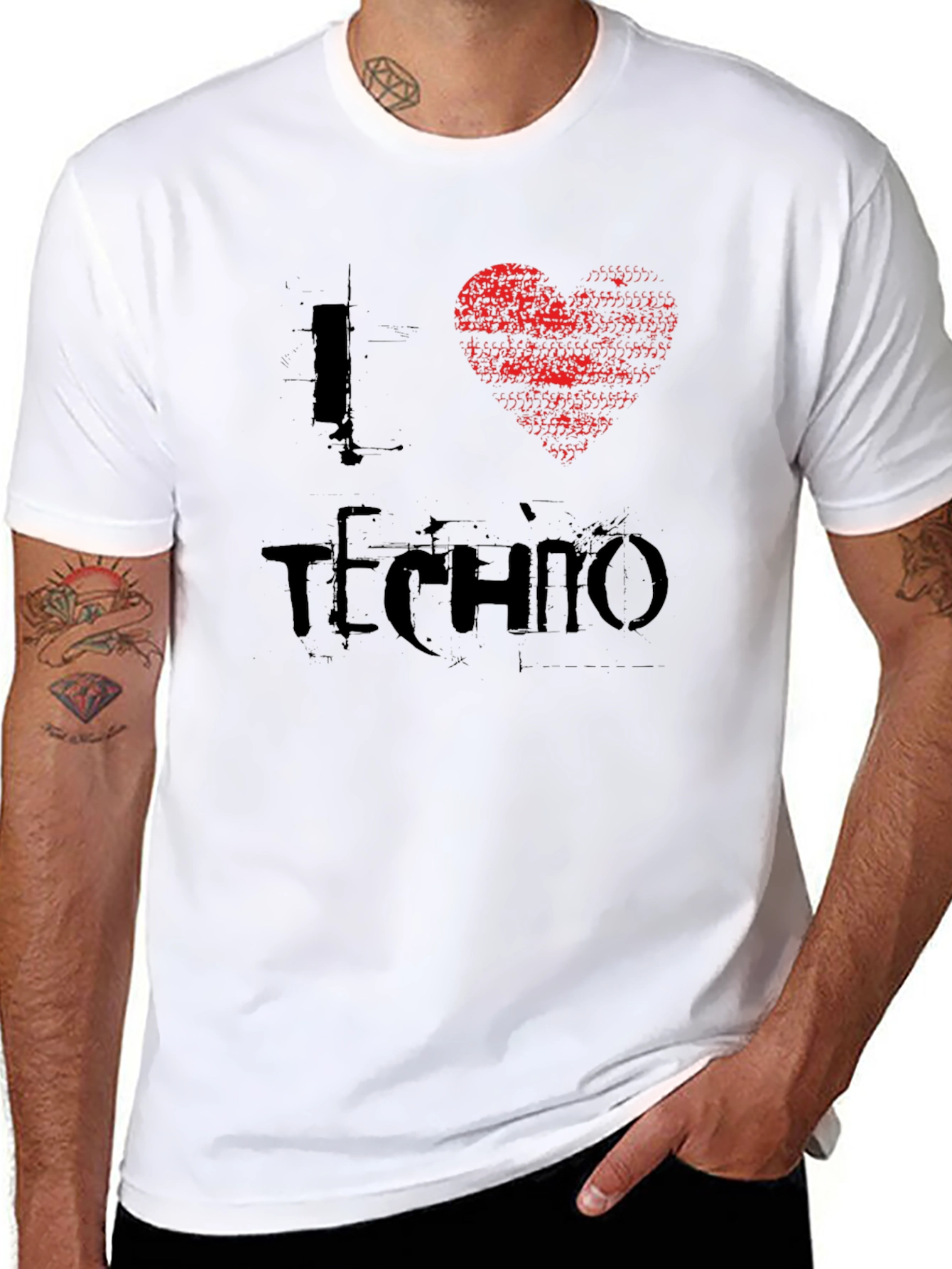 I Heart Techno T-Shirt - Distressed Graphic Tee