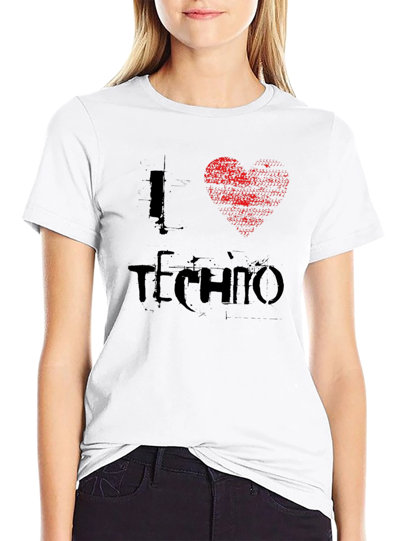 I Heart Techno T-Shirt - Distressed Graphic Tee