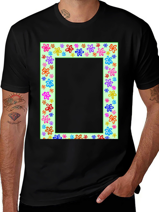Floral Frame Graphic Tee - Colorful Design