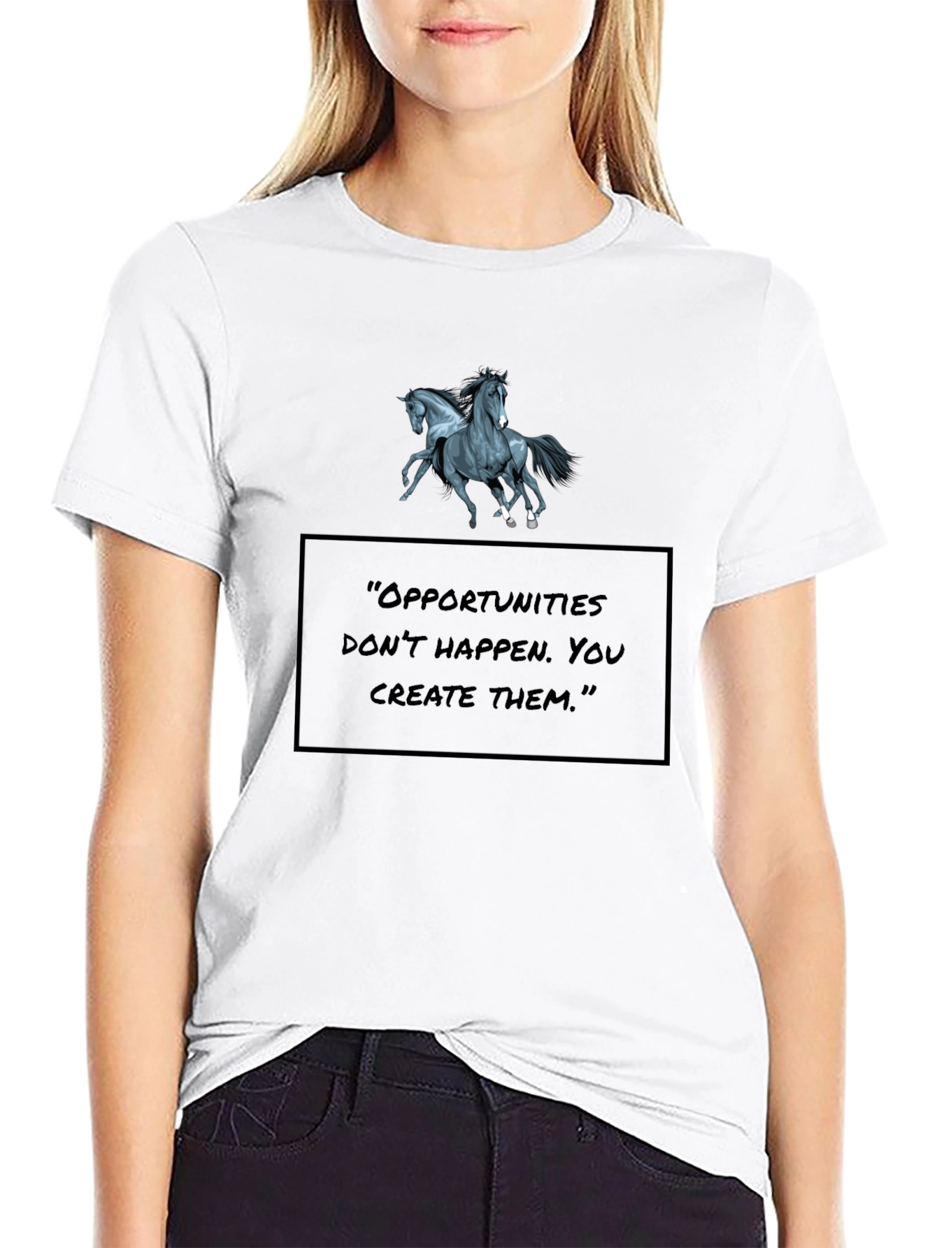 Motivational Horse Graphic Black T-Shirt