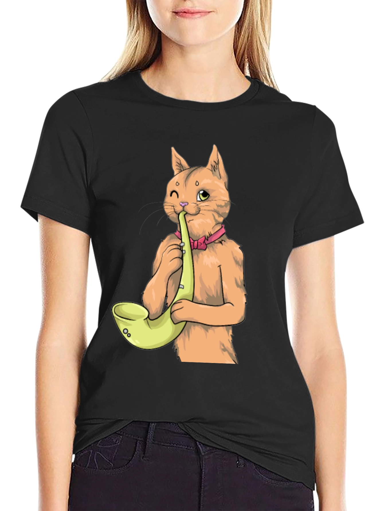 Cat Saxophone T-Shirt - Cool Musical Tee