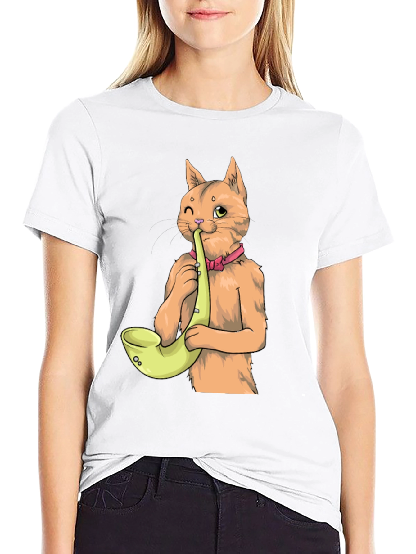 Cat Saxophone T-Shirt - Cool Musical Tee