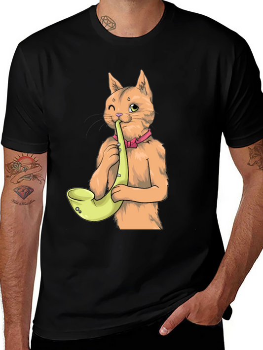 Cat Saxophone T-Shirt - Cool Musical Tee