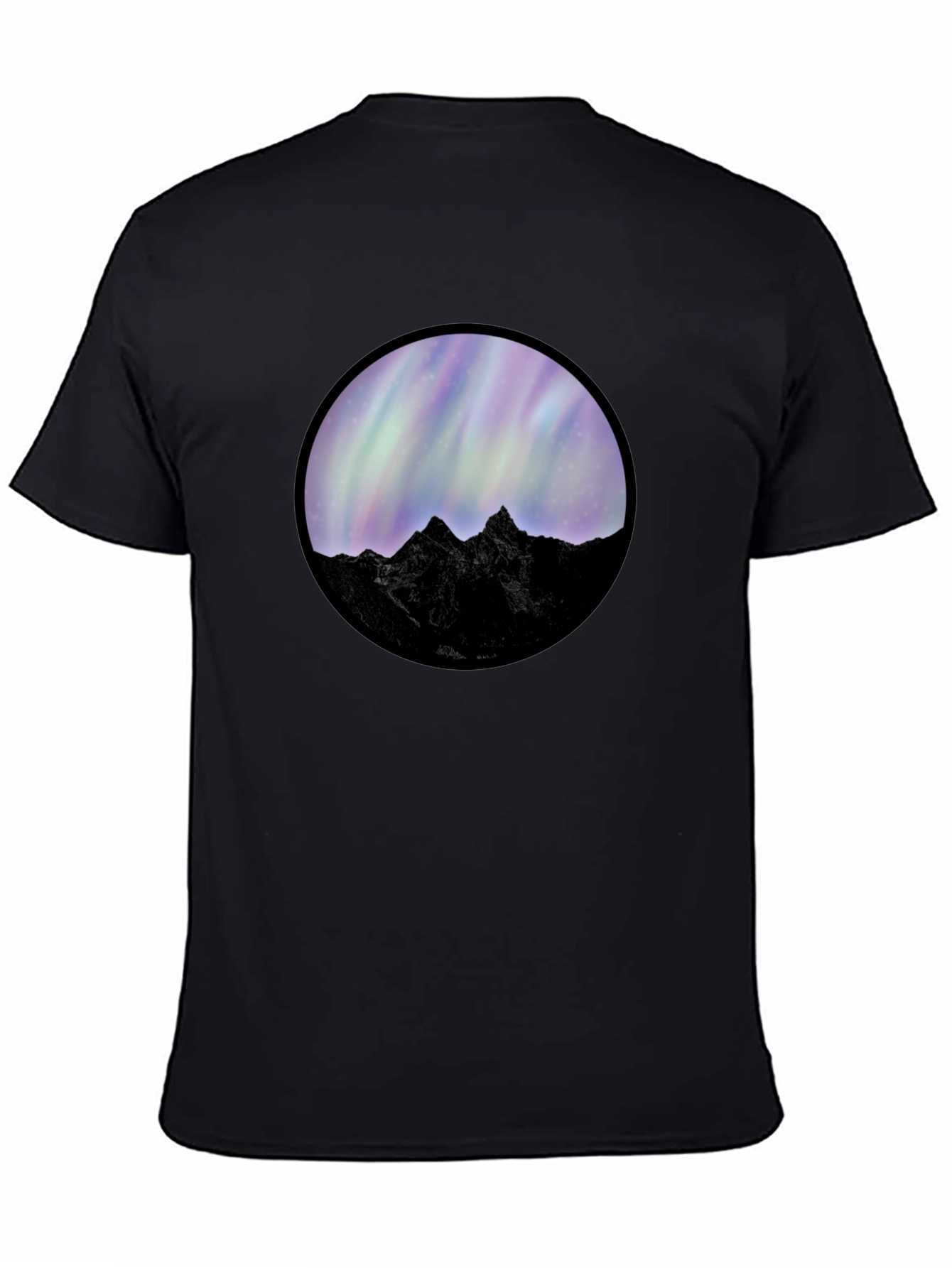 Northern Lights Mountain Graphic Tee - Black