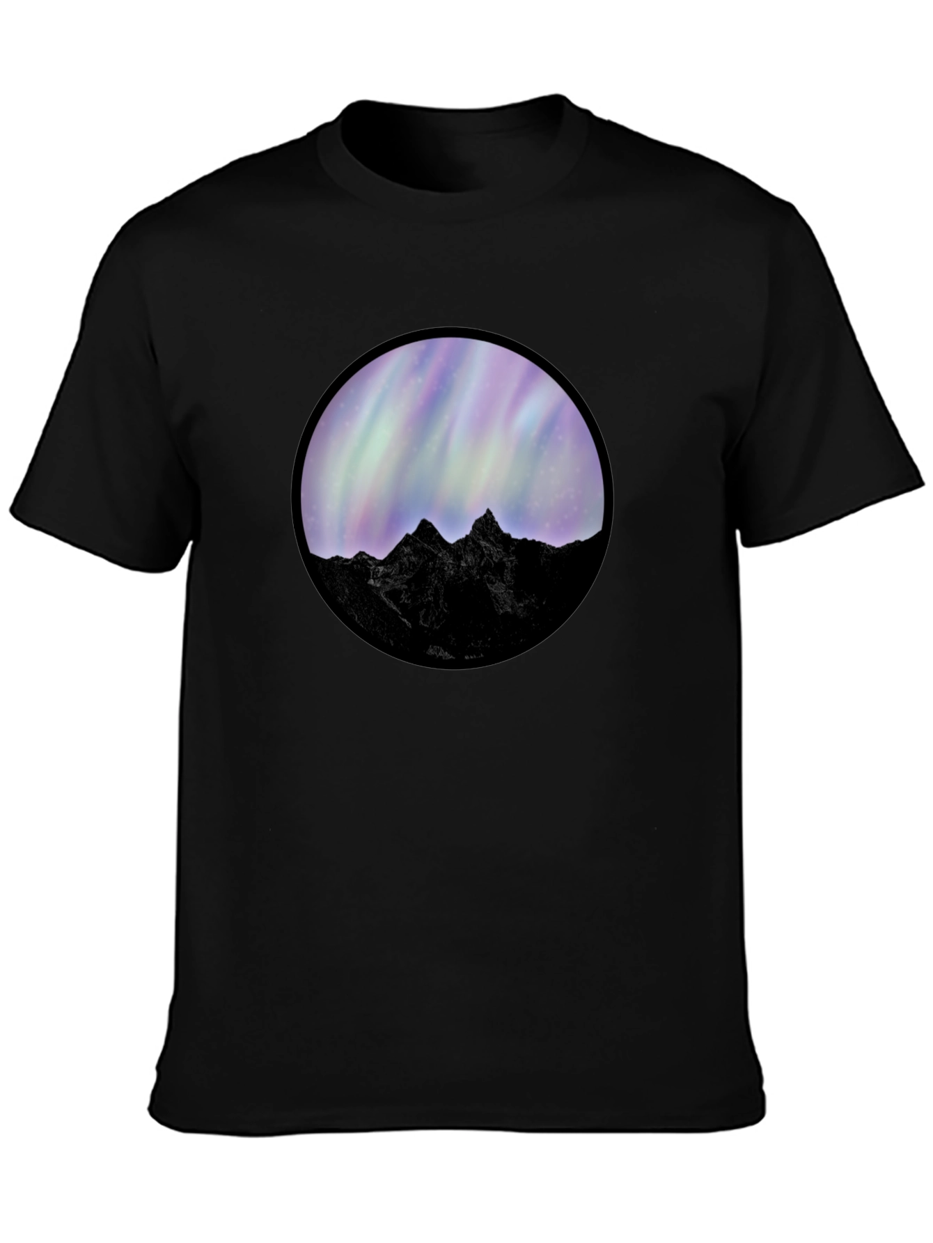 Northern Lights Mountain Graphic Tee - Black